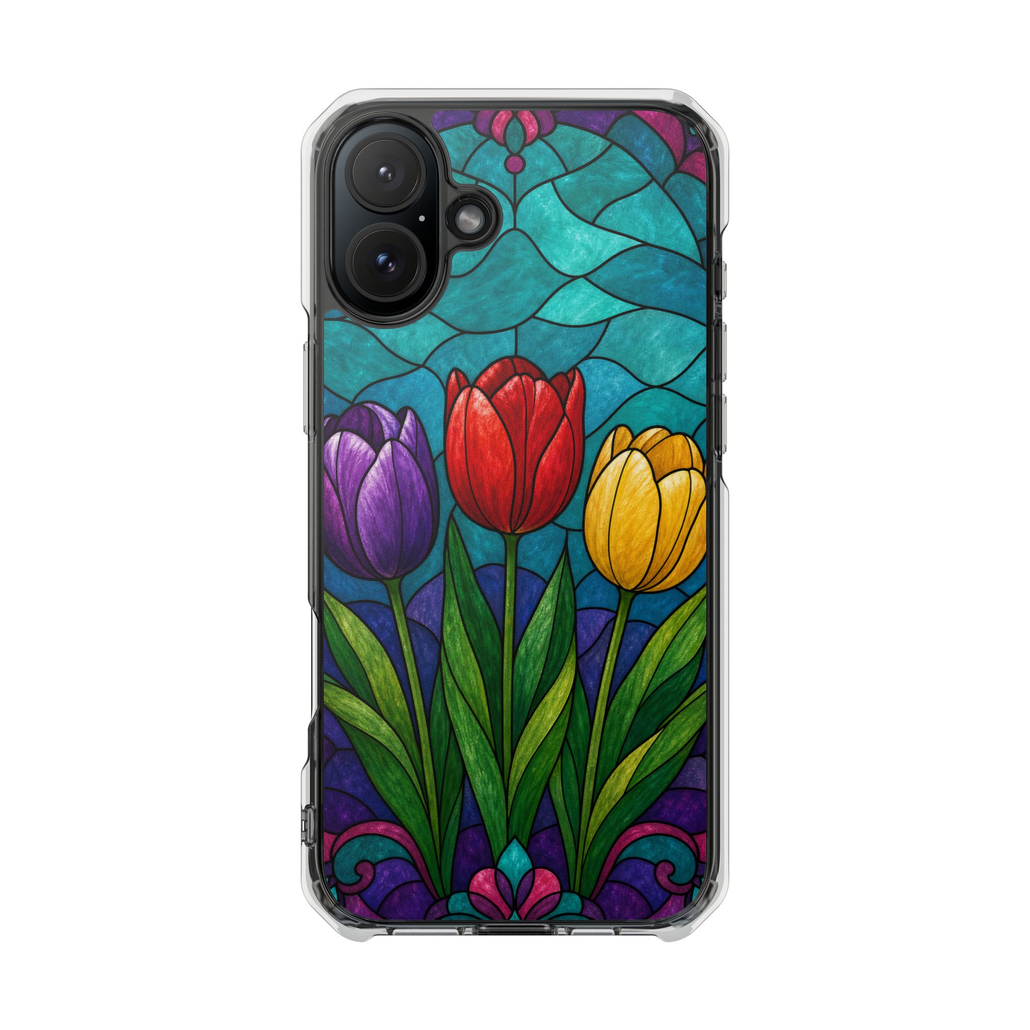 Tulips Faux Stained Glass Phone Case, Slim Clear Case for iPhone 17 16 15 Pro Max, Protective Gift Case — MagSafe - Image 26
