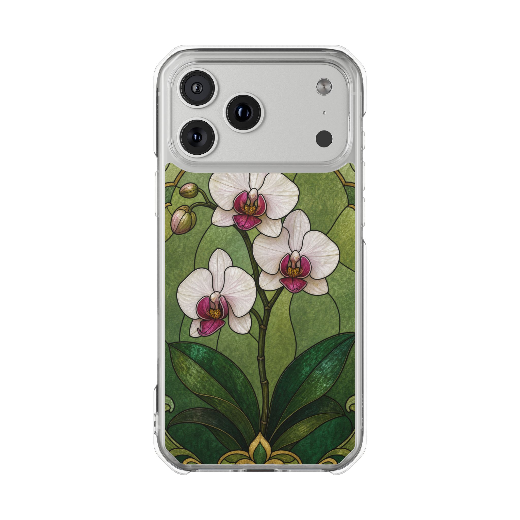Orchid Faux Stained Glass Phone Case, Slim Clear Case for iPhone 17 16 15 Pro Max, Protective Gift Case — MagSafe - Image 32