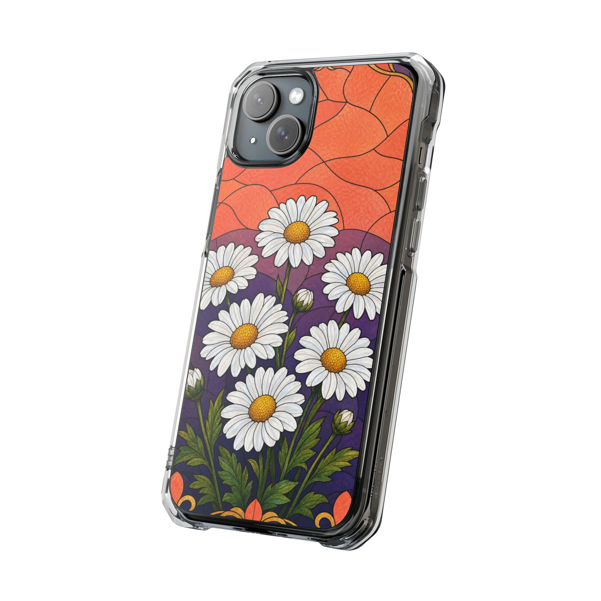 Daisy Faux Stained Glass Phone Case, Slim Clear Case for iPhone 17 16 15 Pro Max, Protective Gift Case — MagSafe - Image 10