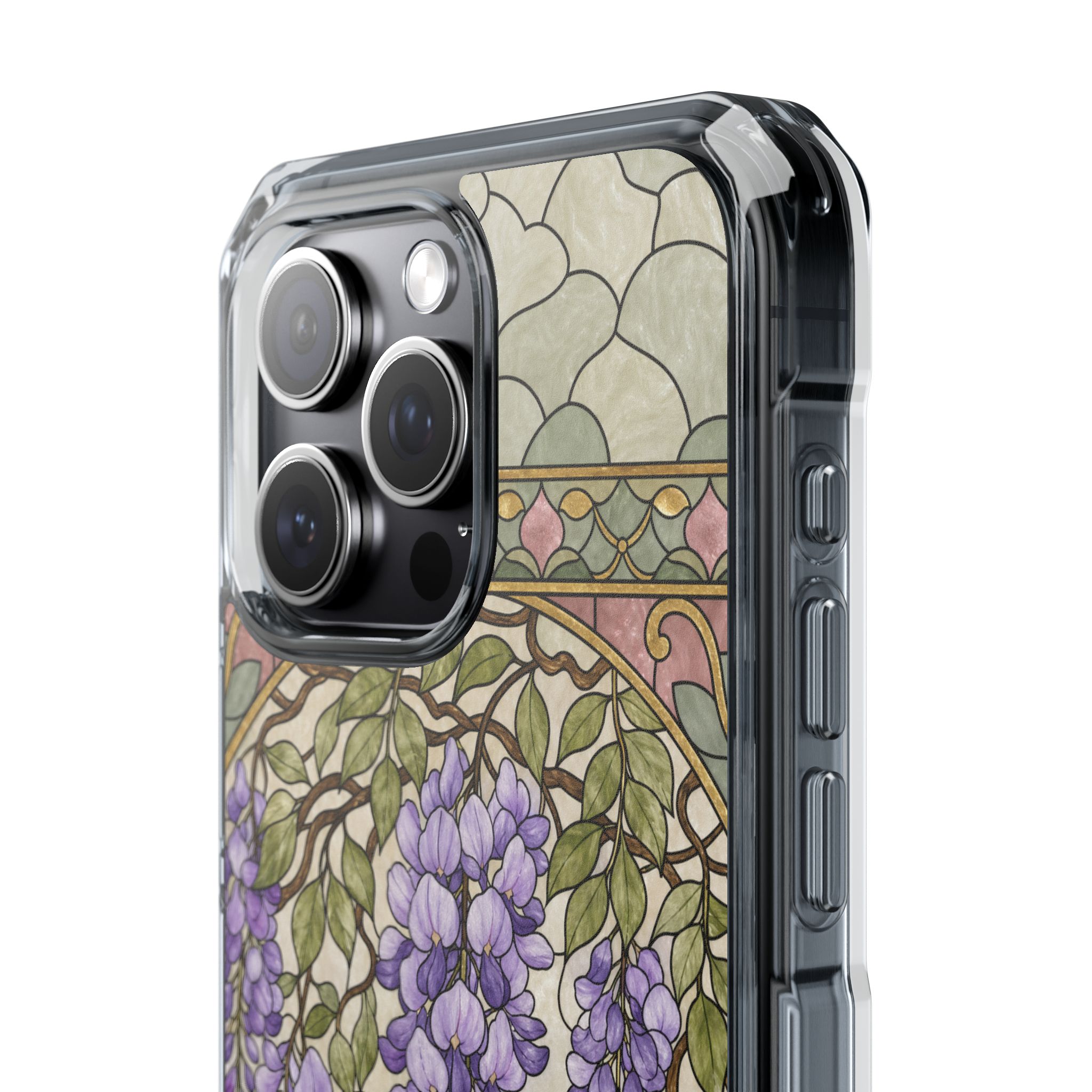 Wisteria Faux Stained Glass Phone Case, Slim Clear Case for iPhone 17 16 15 Pro Max, Protective Gift Case — MagSafe - Image 16