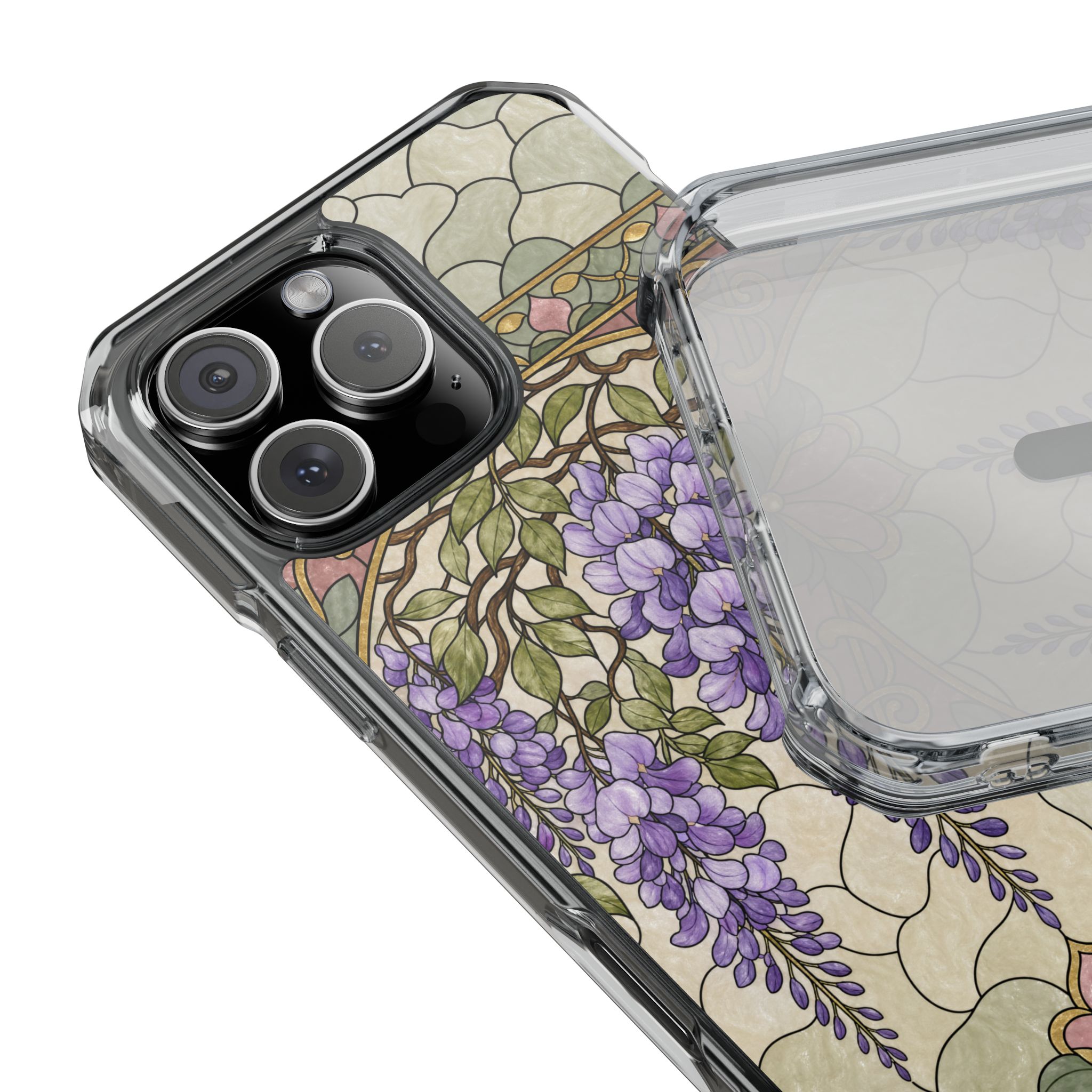 Wisteria Faux Stained Glass Phone Case, Slim Clear Case for iPhone 17 16 15 Pro Max, Protective Gift Case — MagSafe - Image 22