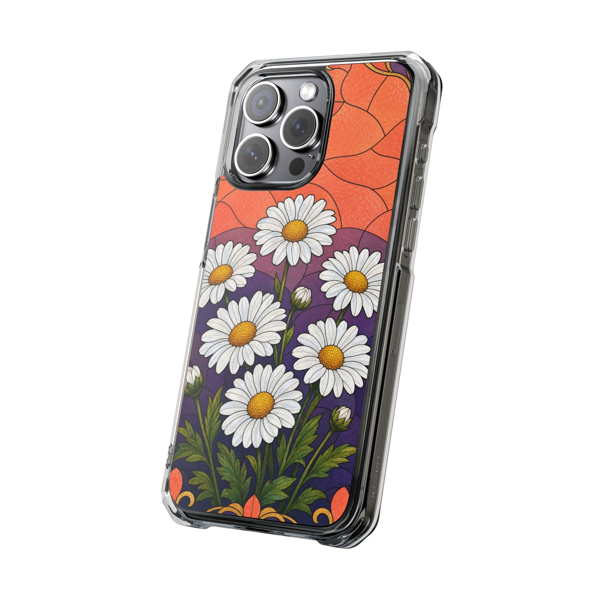 Daisy Faux Stained Glass Phone Case, Slim Clear Case for iPhone 17 16 15 Pro Max, Protective Gift Case — MagSafe - Image 14