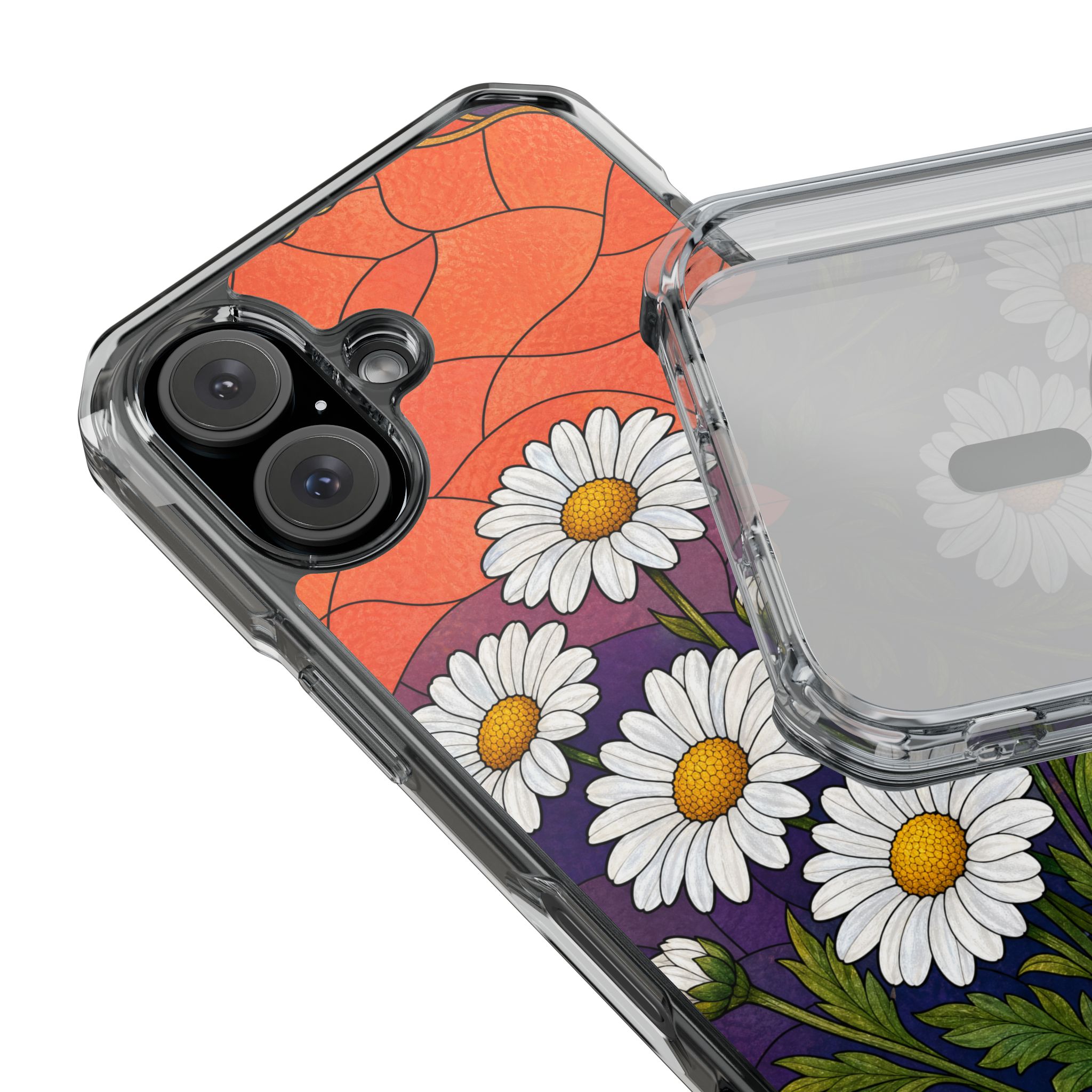 Daisy Faux Stained Glass Phone Case, Slim Clear Case for iPhone 17 16 15 Pro Max, Protective Gift Case — MagSafe - Image 25