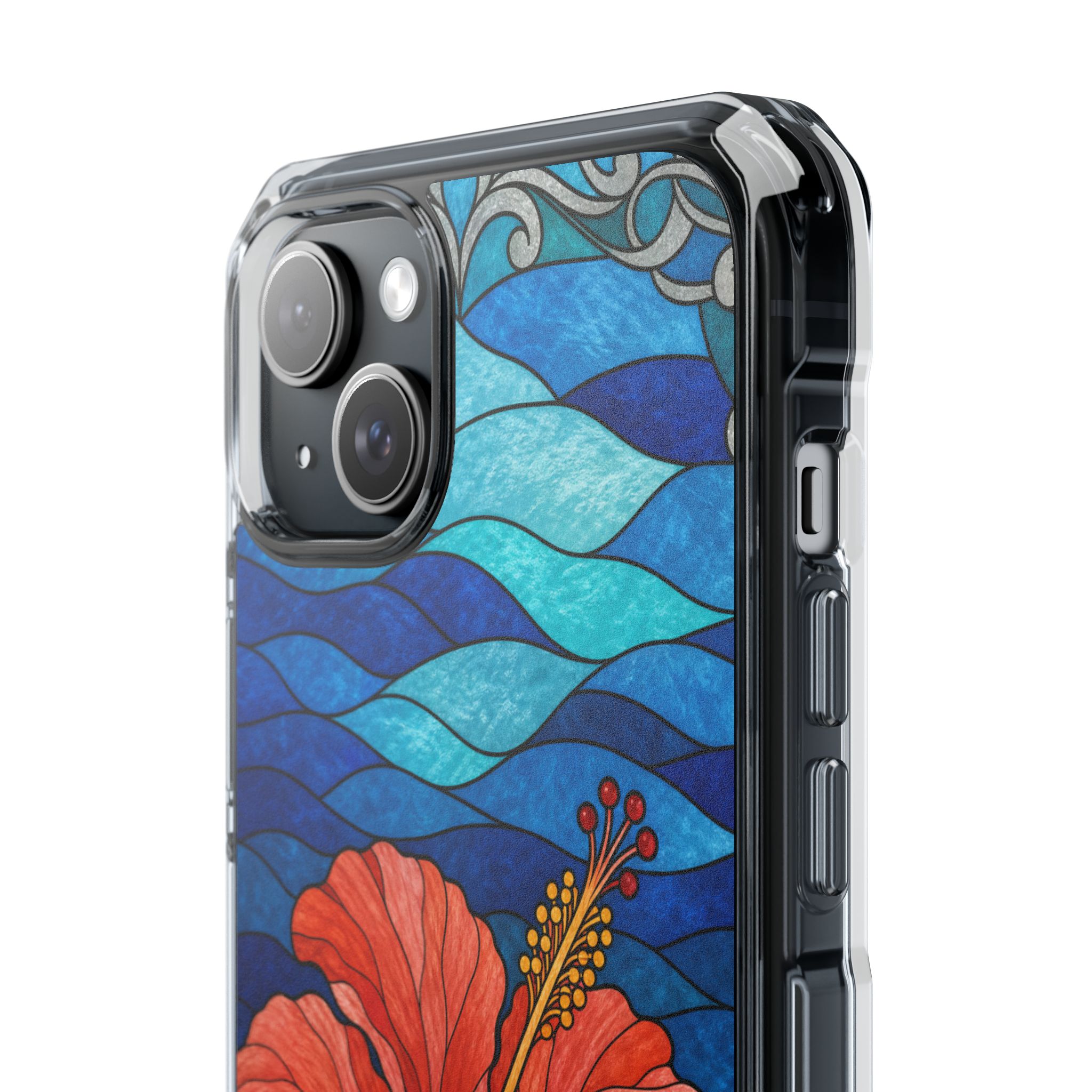 Hibiscus Faux Stained Glass Phone Case, Slim Clear Case for iPhone 17 16 15 Pro Max, Protective Gift Case — MagSafe - Image 12