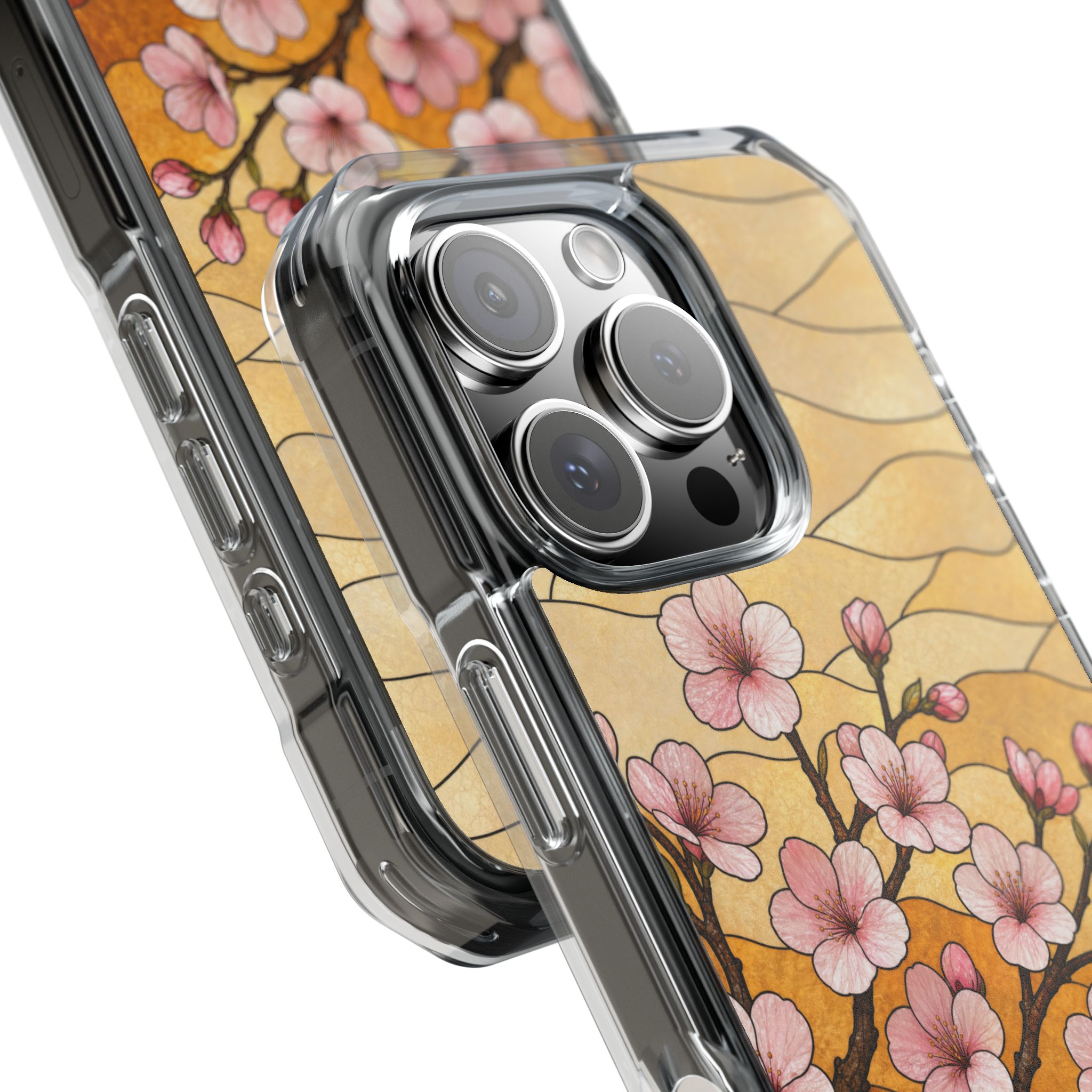 Cherry Blossom Faux Stained Glass Phone Case, Slim Clear Case for iPhone 17 16 15 Pro Max, Protective Gift Case — MagSafe - Image 18