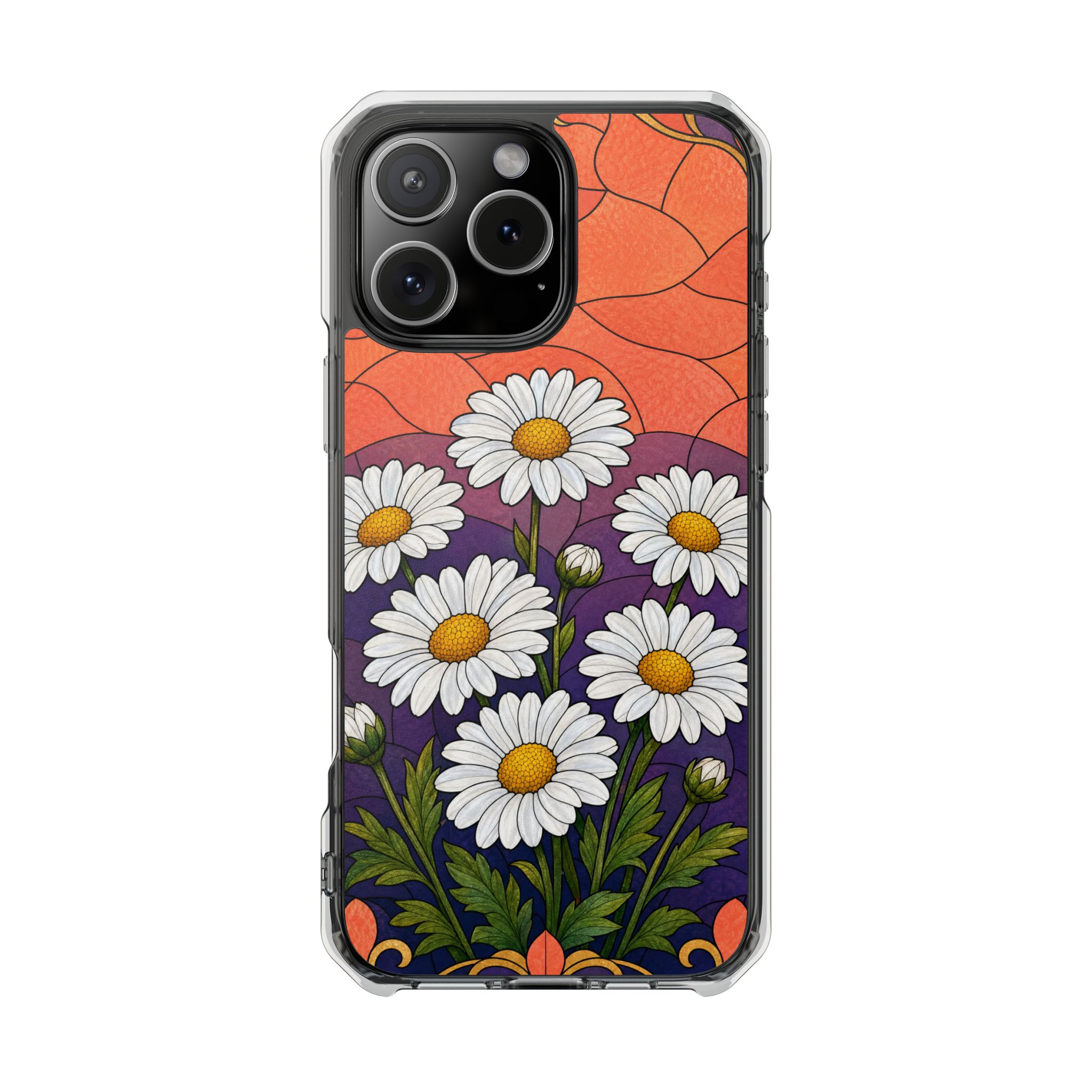 Daisy Faux Stained Glass Phone Case, Slim Clear Case for iPhone 17 16 15 Pro Max, Protective Gift Case — MagSafe - Image 20