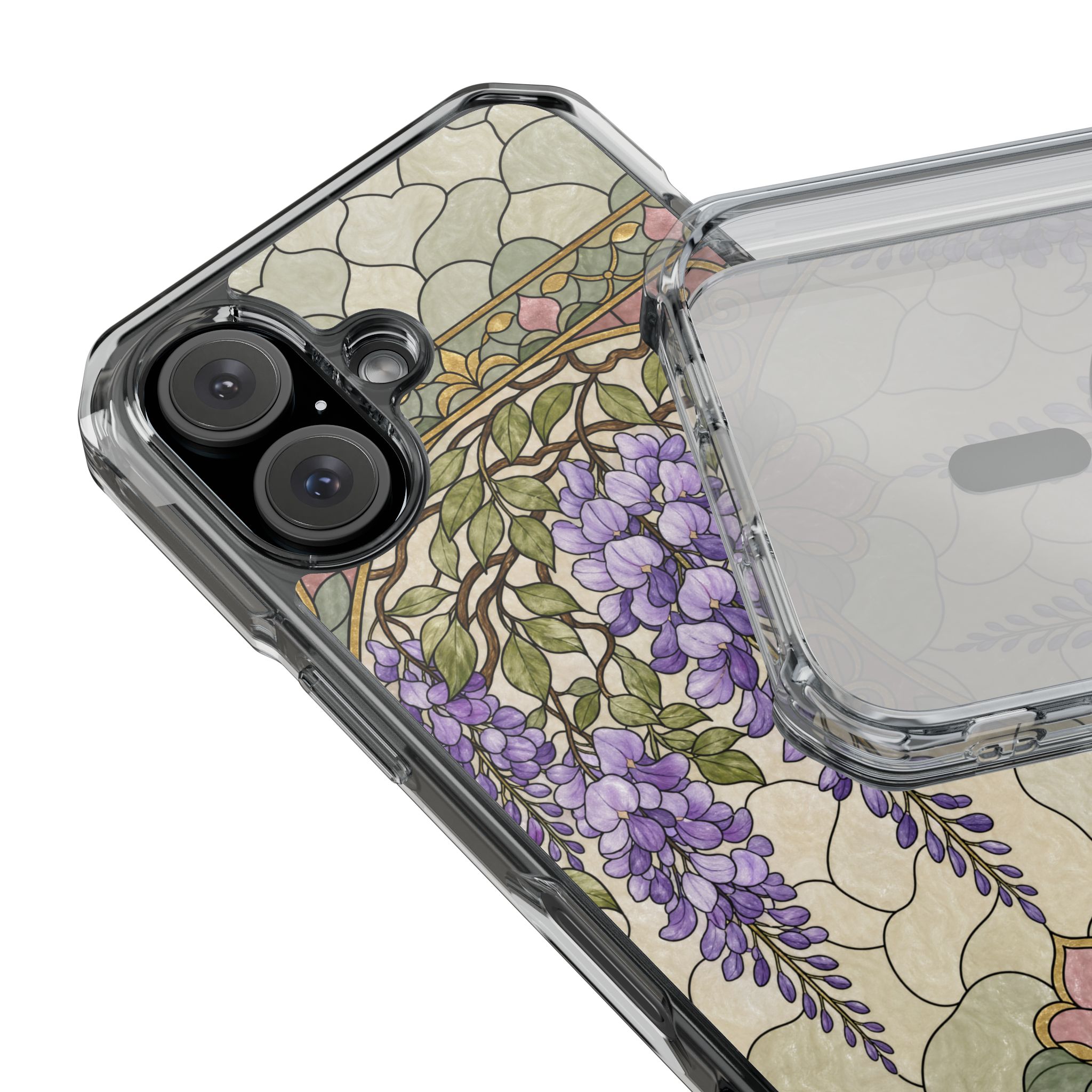Wisteria Faux Stained Glass Phone Case, Slim Clear Case for iPhone 17 16 15 Pro Max, Protective Gift Case — MagSafe - Image 25