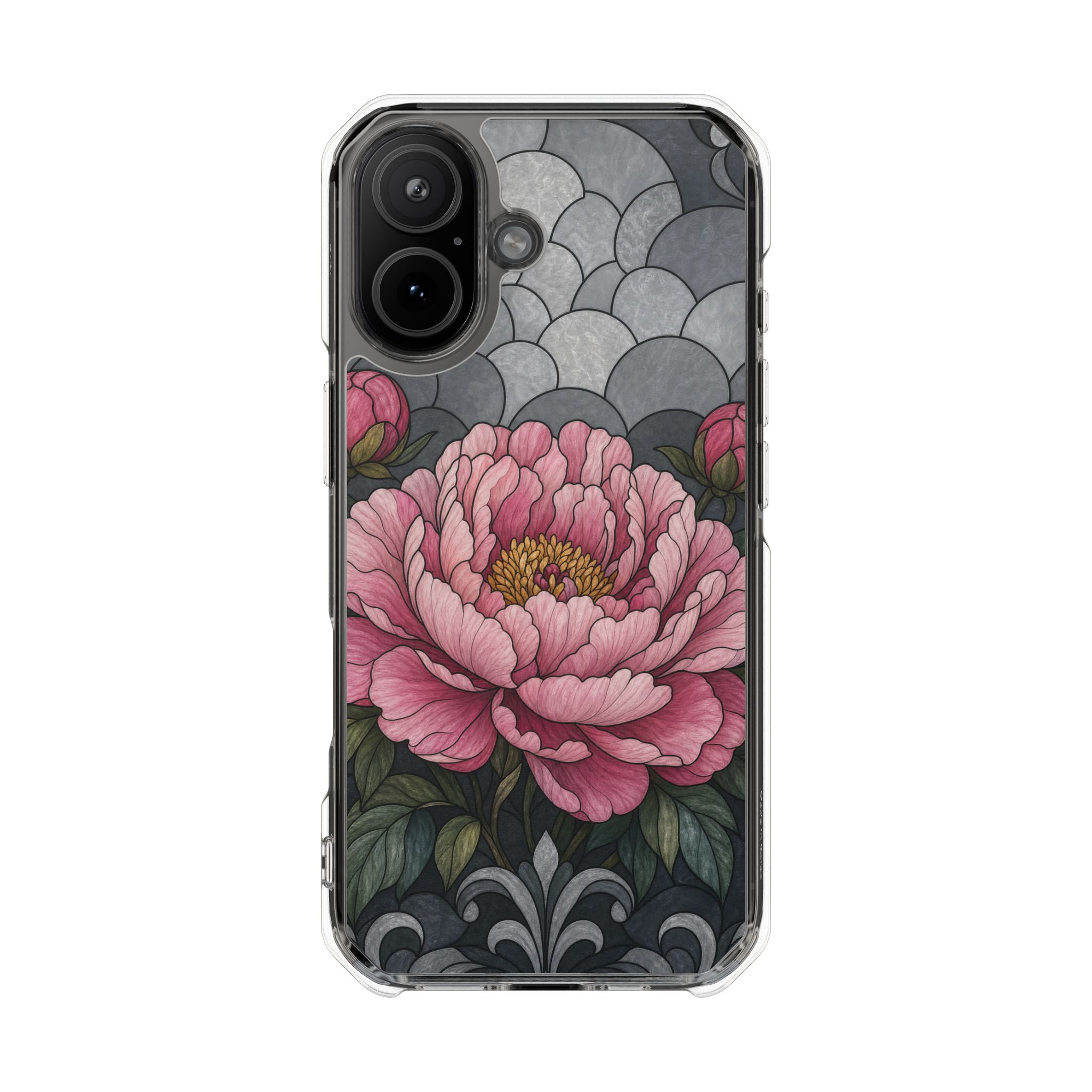 Peony Faux Stained Glass Phone Case, Slim Clear Case for iPhone 17 16 15 Pro Max, Protective Gift Case — MagSafe - Image 29