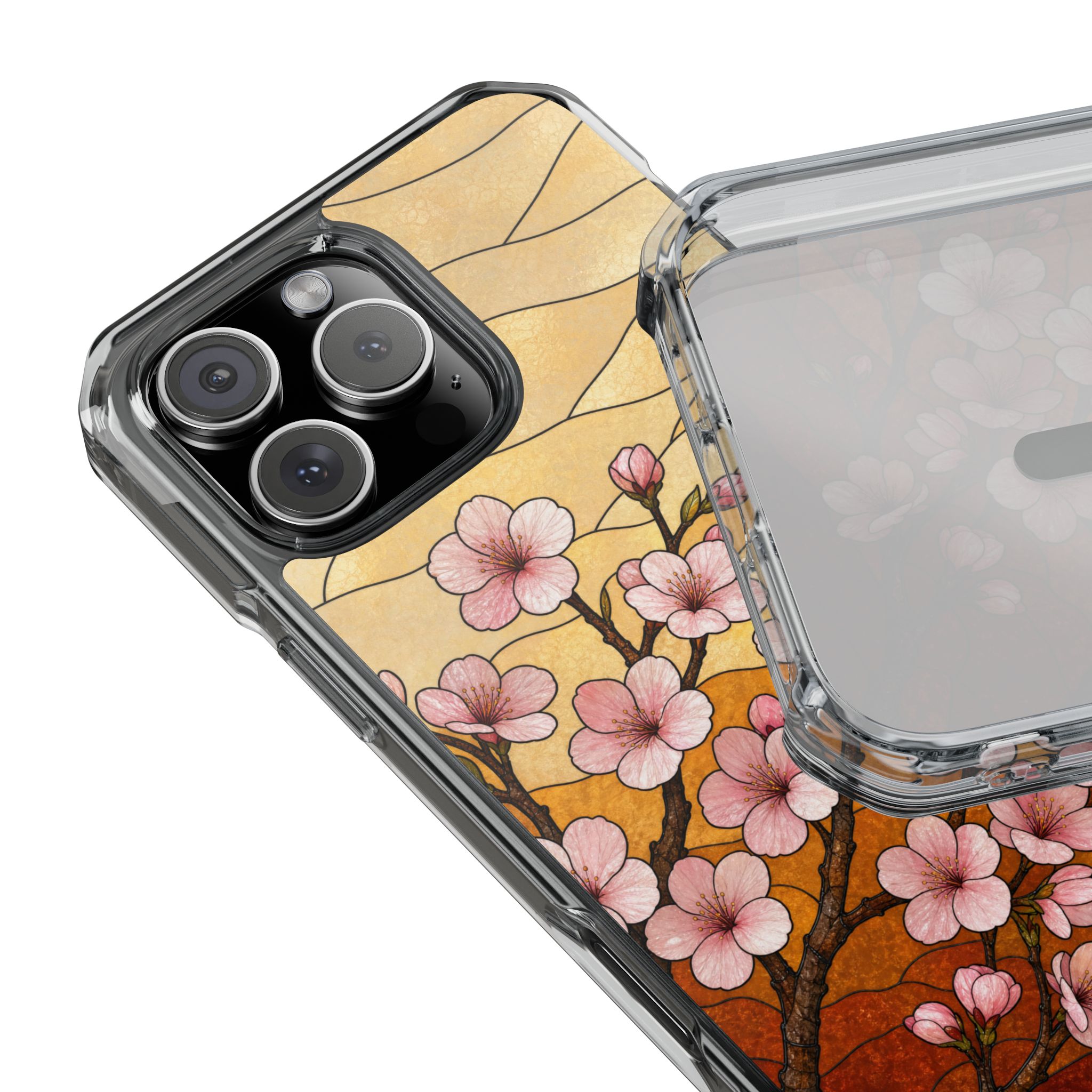 Cherry Blossom Faux Stained Glass Phone Case, Slim Clear Case for iPhone 17 16 15 Pro Max, Protective Gift Case — MagSafe - Image 22