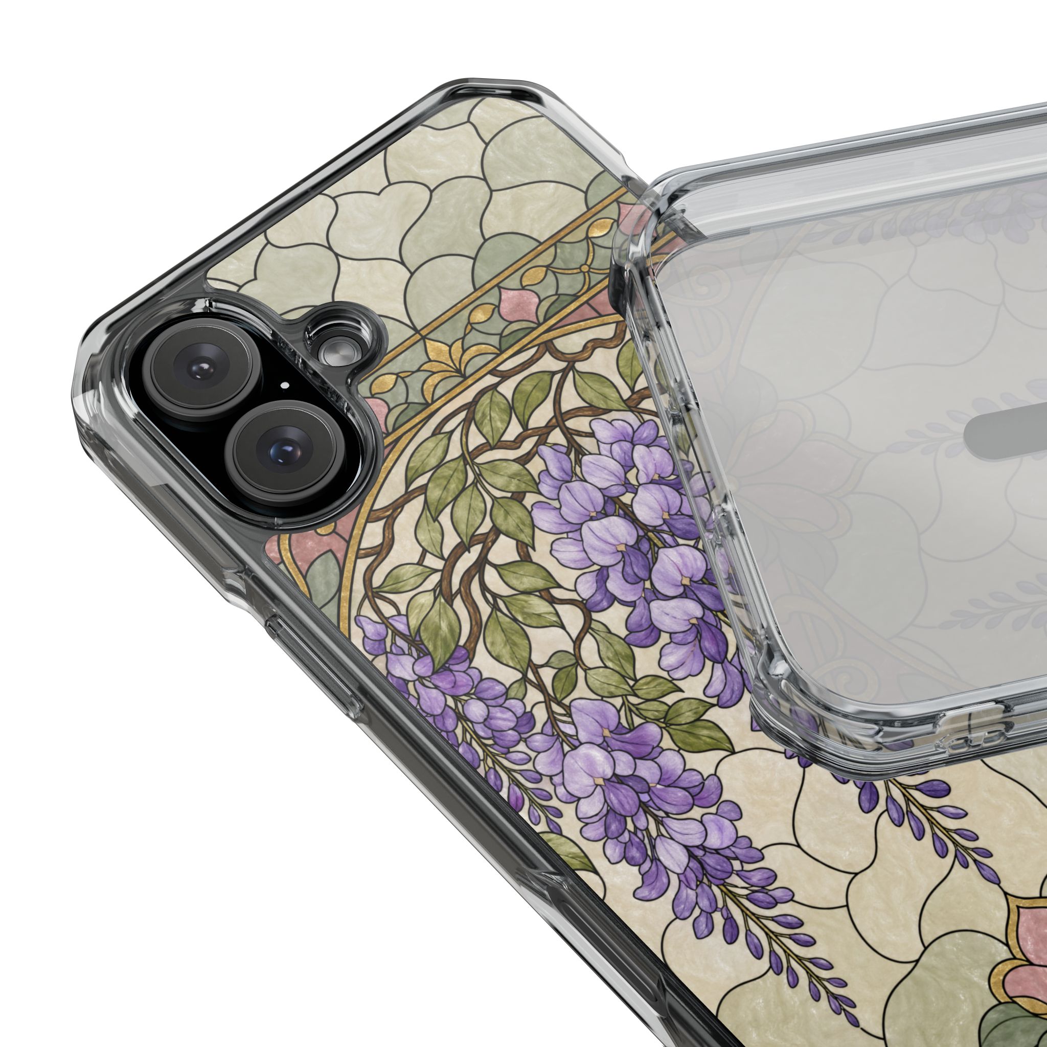 Wisteria Faux Stained Glass Phone Case, Slim Clear Case for iPhone 17 16 15 Pro Max, Protective Gift Case — MagSafe - Image 28