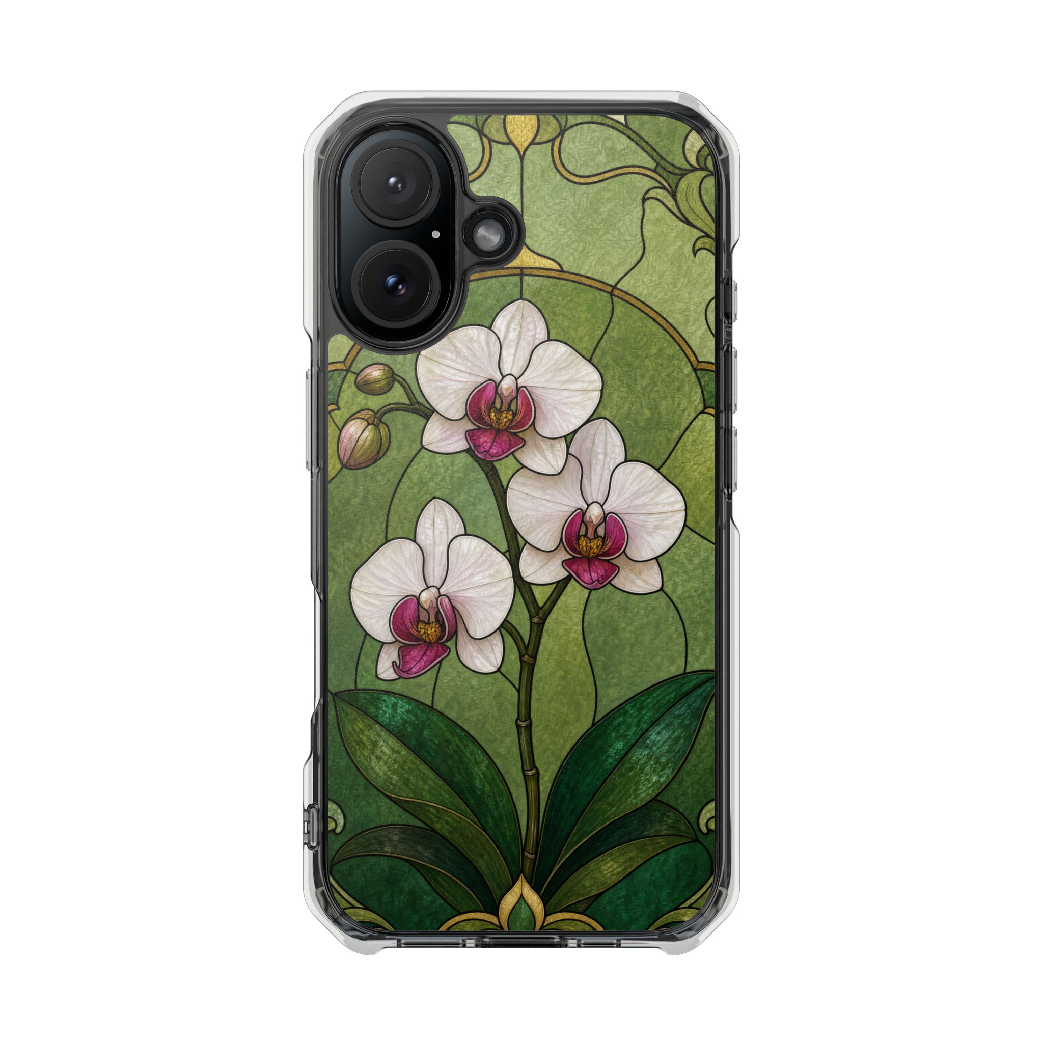 Orchid Faux Stained Glass Phone Case, Slim Clear Case for iPhone 17 16 15 Pro Max, Protective Gift Case — MagSafe - Image 23