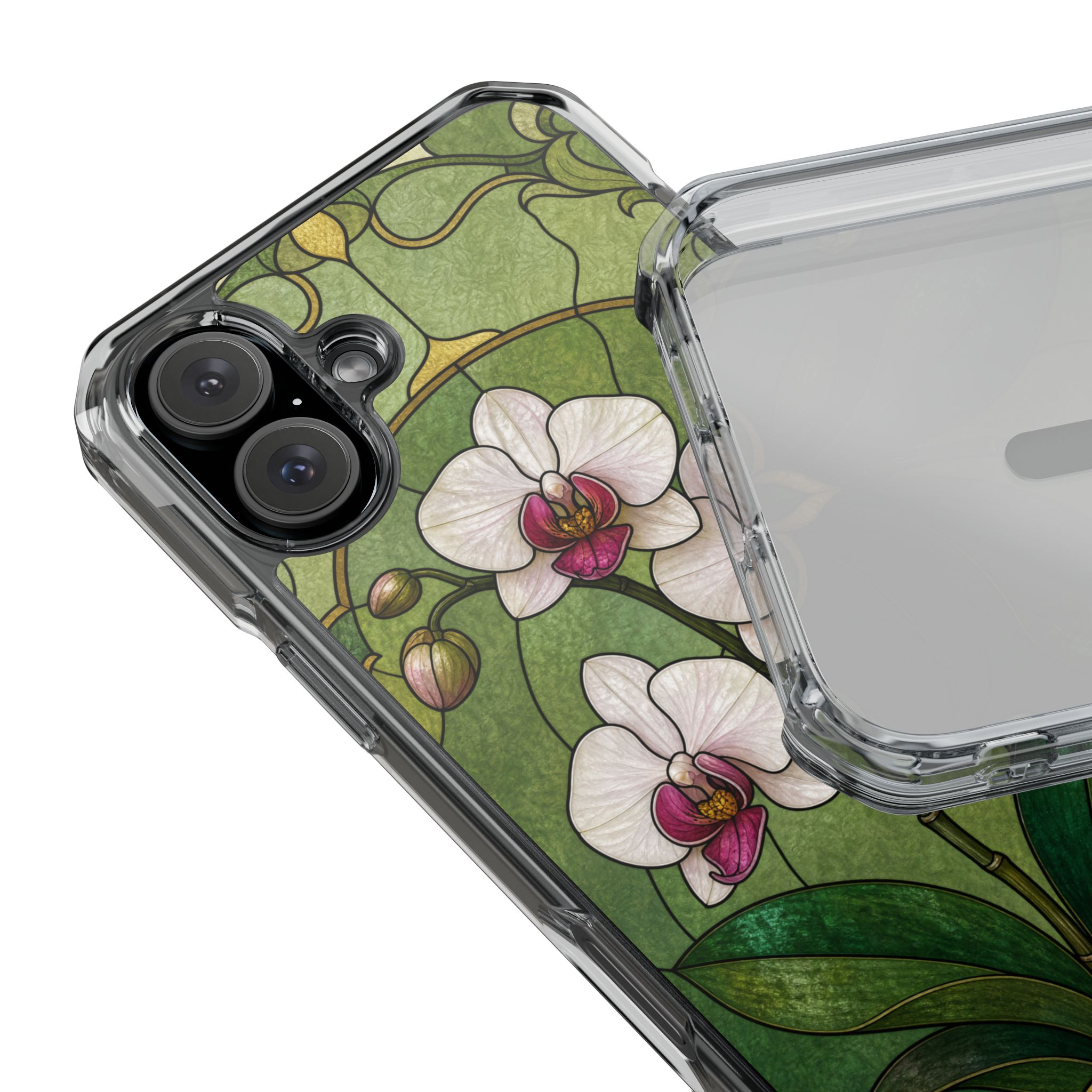 Orchid Faux Stained Glass Phone Case, Slim Clear Case for iPhone 17 16 15 Pro Max, Protective Gift Case — MagSafe - Image 28