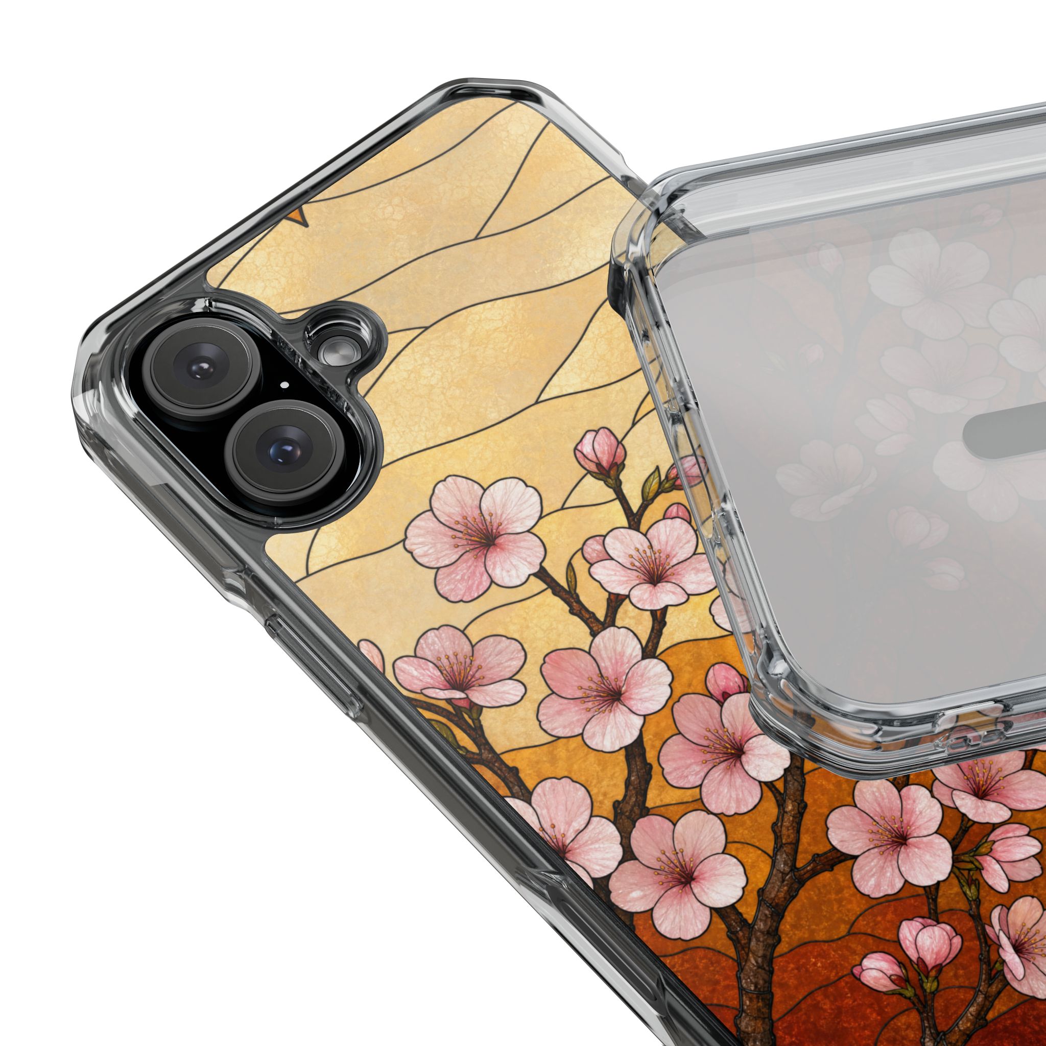 Cherry Blossom Faux Stained Glass Phone Case, Slim Clear Case for iPhone 17 16 15 Pro Max, Protective Gift Case — MagSafe - Image 28