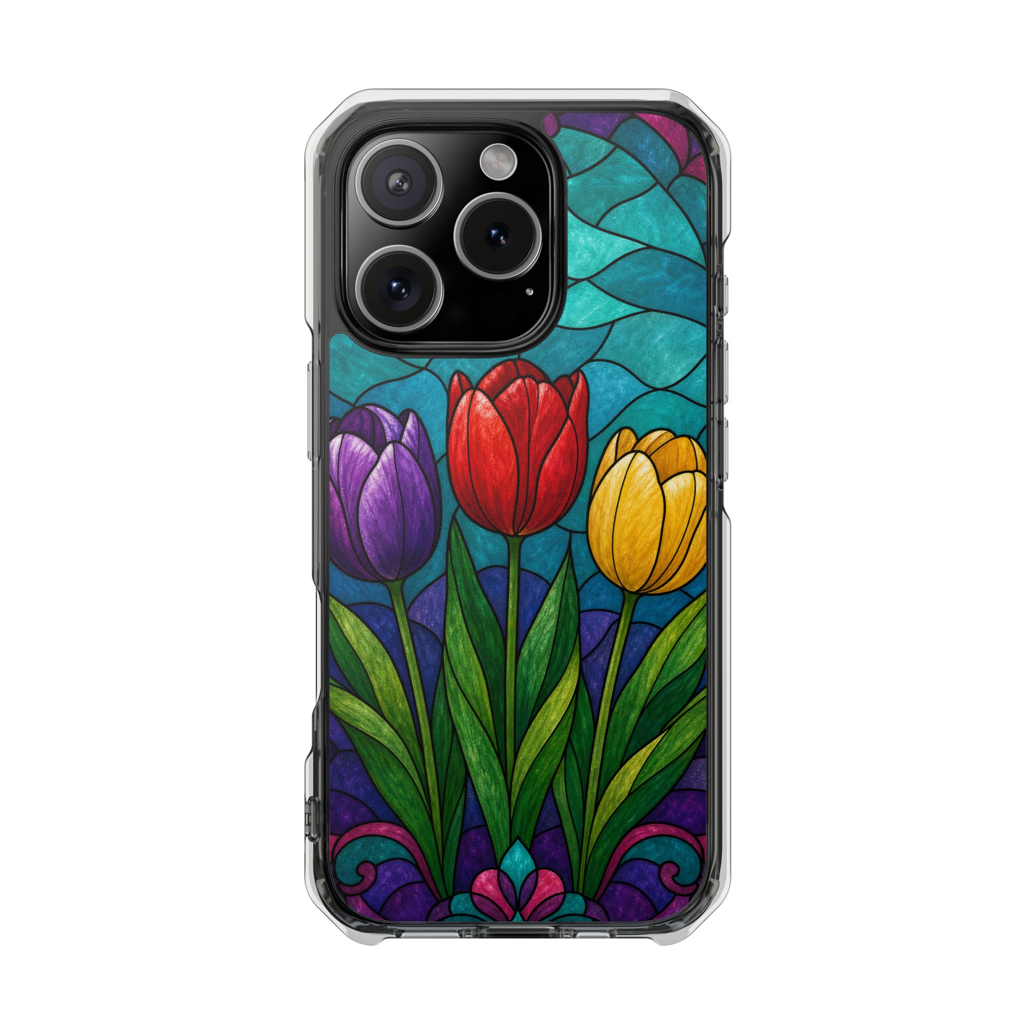 Tulips Faux Stained Glass Phone Case, Slim Clear Case for iPhone 17 16 15 Pro Max, Protective Gift Case — MagSafe - Image 17