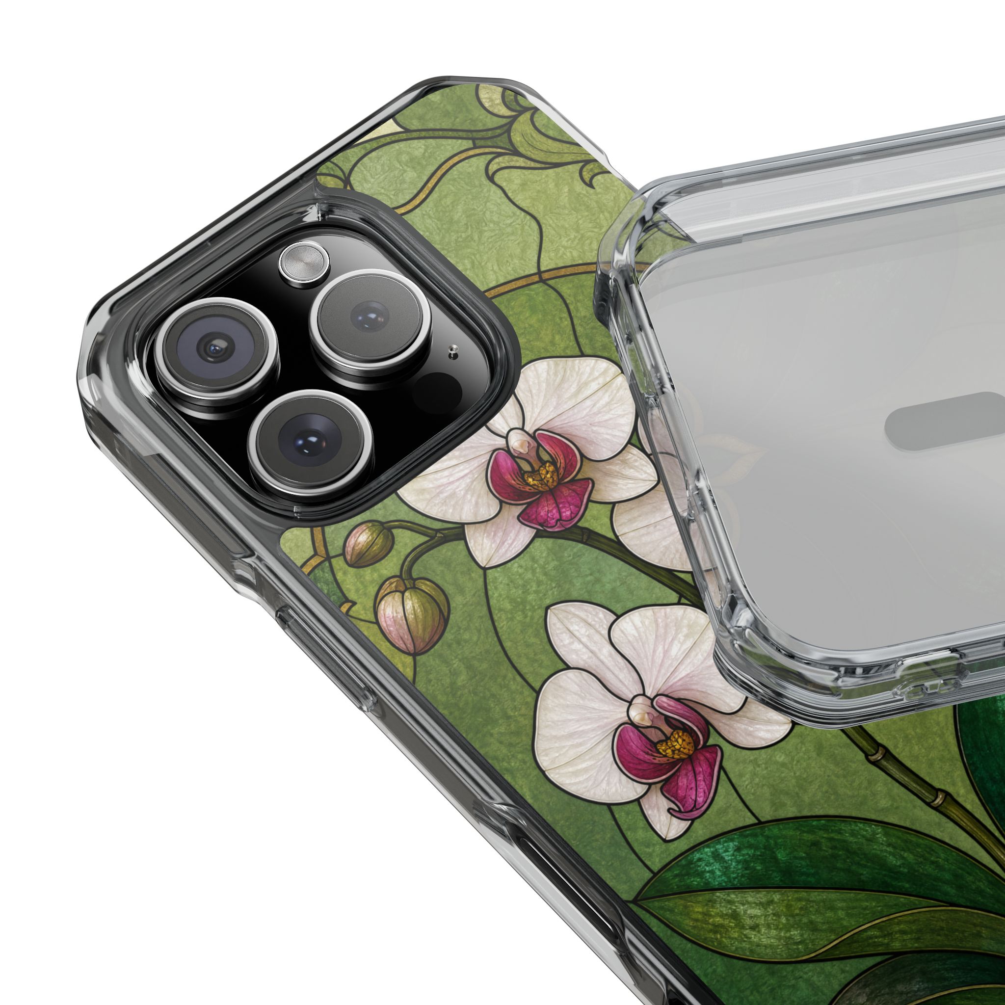 Orchid Faux Stained Glass Phone Case, Slim Clear Case for iPhone 17 16 15 Pro Max, Protective Gift Case — MagSafe - Image 19