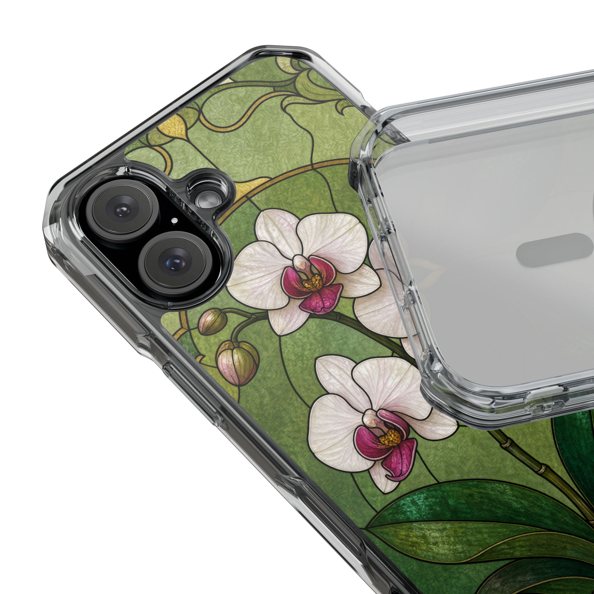 Orchid Faux Stained Glass Phone Case, Slim Clear Case for iPhone 17 16 15 Pro Max, Protective Gift Case — MagSafe - Image 25