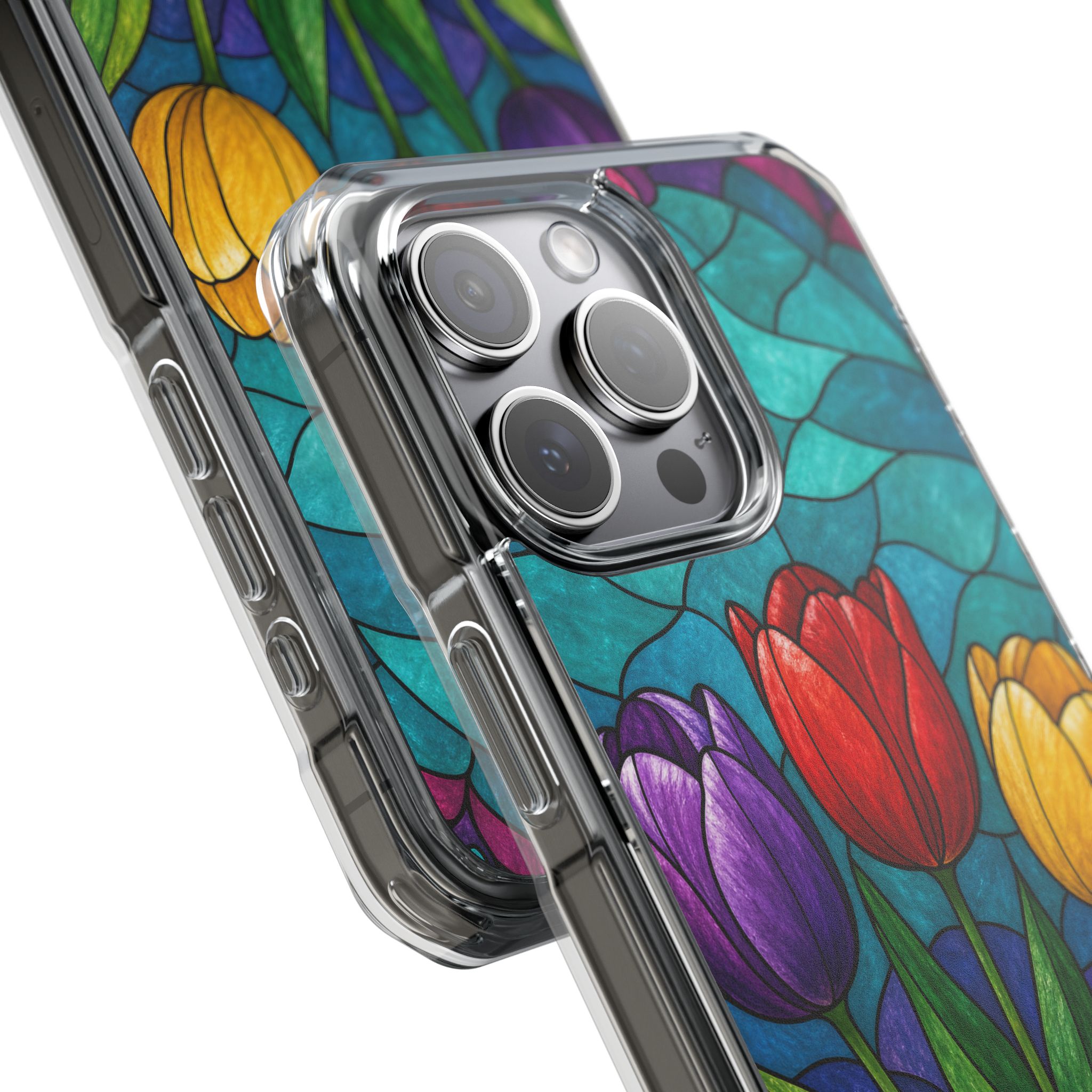 Tulips Faux Stained Glass Phone Case, Slim Clear Case for iPhone 17 16 15 Pro Max, Protective Gift Case — MagSafe - Image 15
