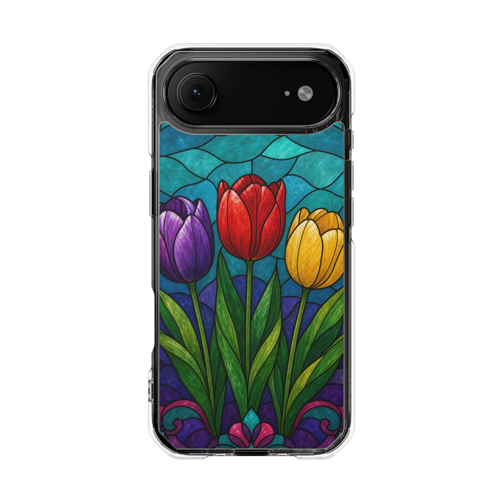 Tulips Faux Stained Glass Phone Case, Slim Clear Case for iPhone 17 16 15 Pro Max, Protective Gift Case — MagSafe - Image 30