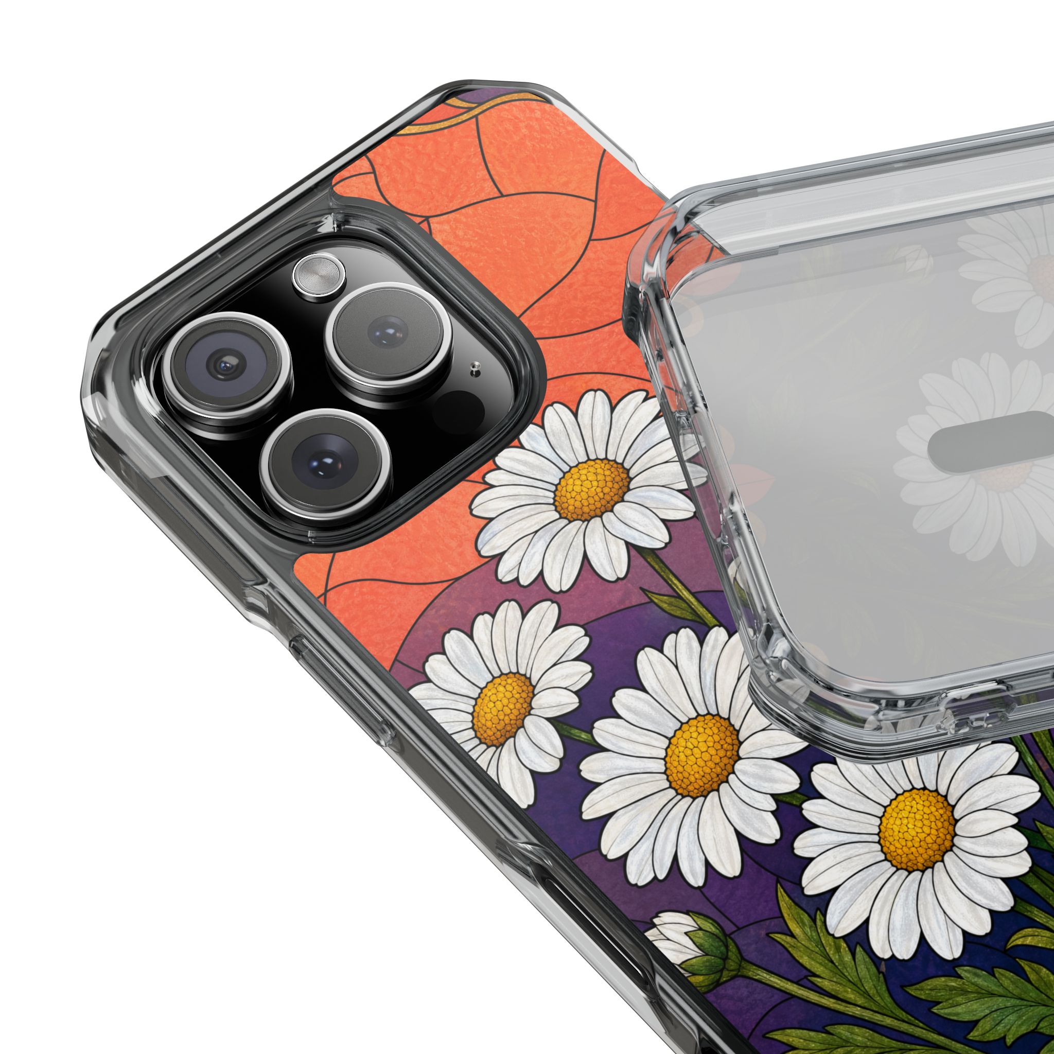 Daisy Faux Stained Glass Phone Case, Slim Clear Case for iPhone 17 16 15 Pro Max, Protective Gift Case — MagSafe - Image 19