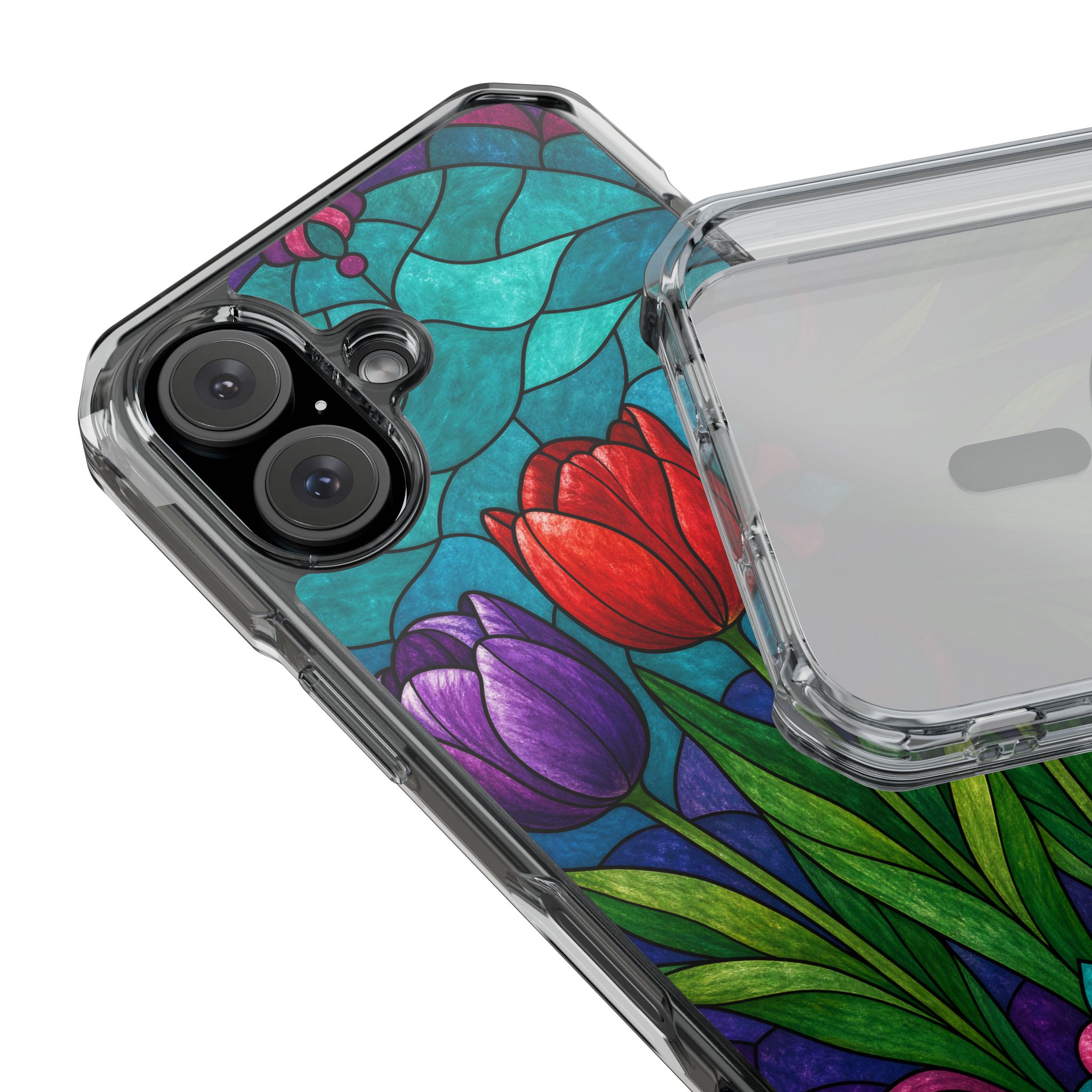 Tulips Faux Stained Glass Phone Case, Slim Clear Case for iPhone 17 16 15 Pro Max, Protective Gift Case — MagSafe - Image 25