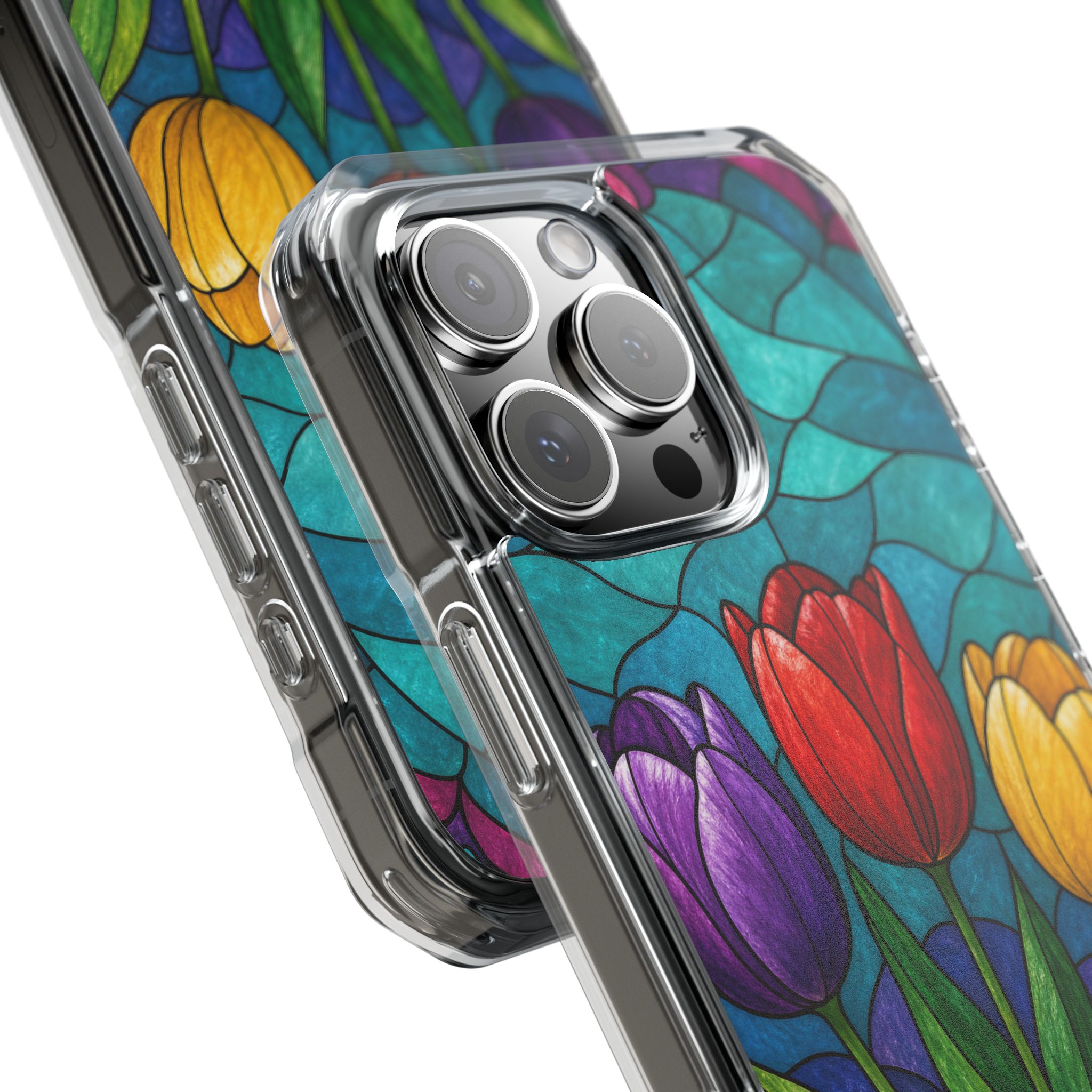 Tulips Faux Stained Glass Phone Case, Slim Clear Case for iPhone 17 16 15 Pro Max, Protective Gift Case — MagSafe - Image 21