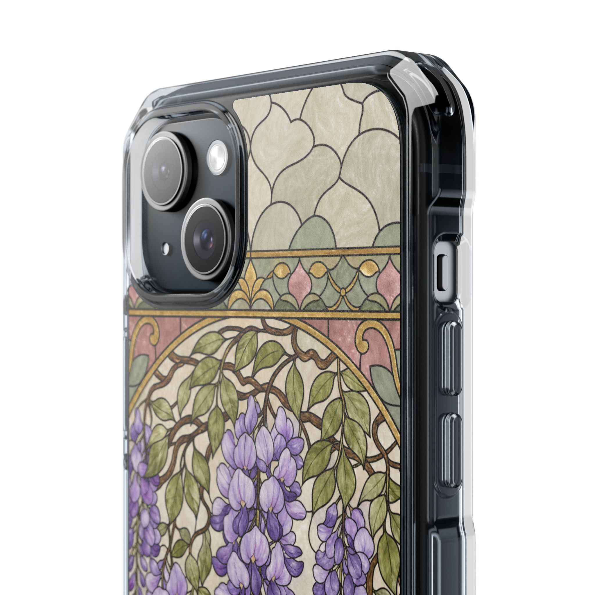 Wisteria Faux Stained Glass Phone Case, Slim Clear Case for iPhone 17 16 15 Pro Max, Protective Gift Case — MagSafe - Image 12