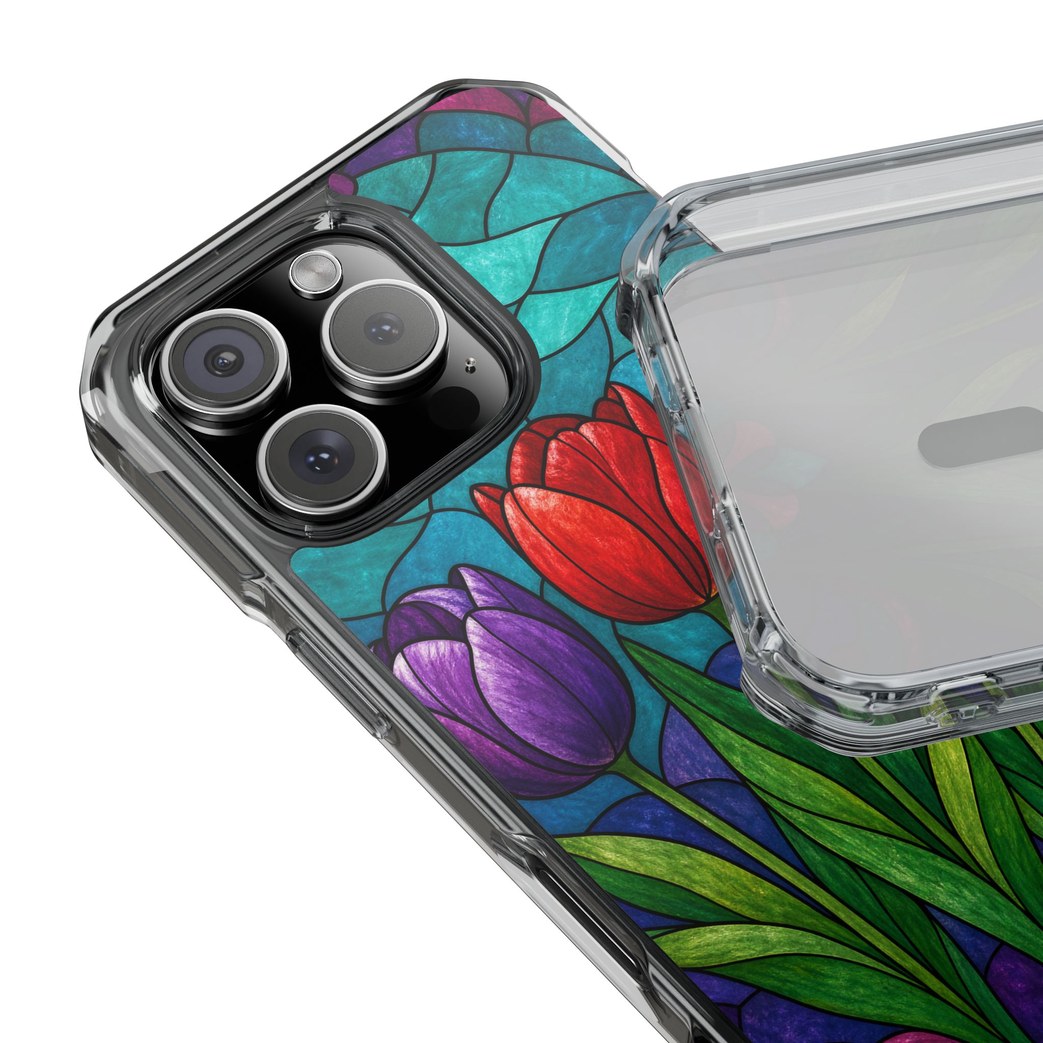 Tulips Faux Stained Glass Phone Case, Slim Clear Case for iPhone 17 16 15 Pro Max, Protective Gift Case — MagSafe - Image 19
