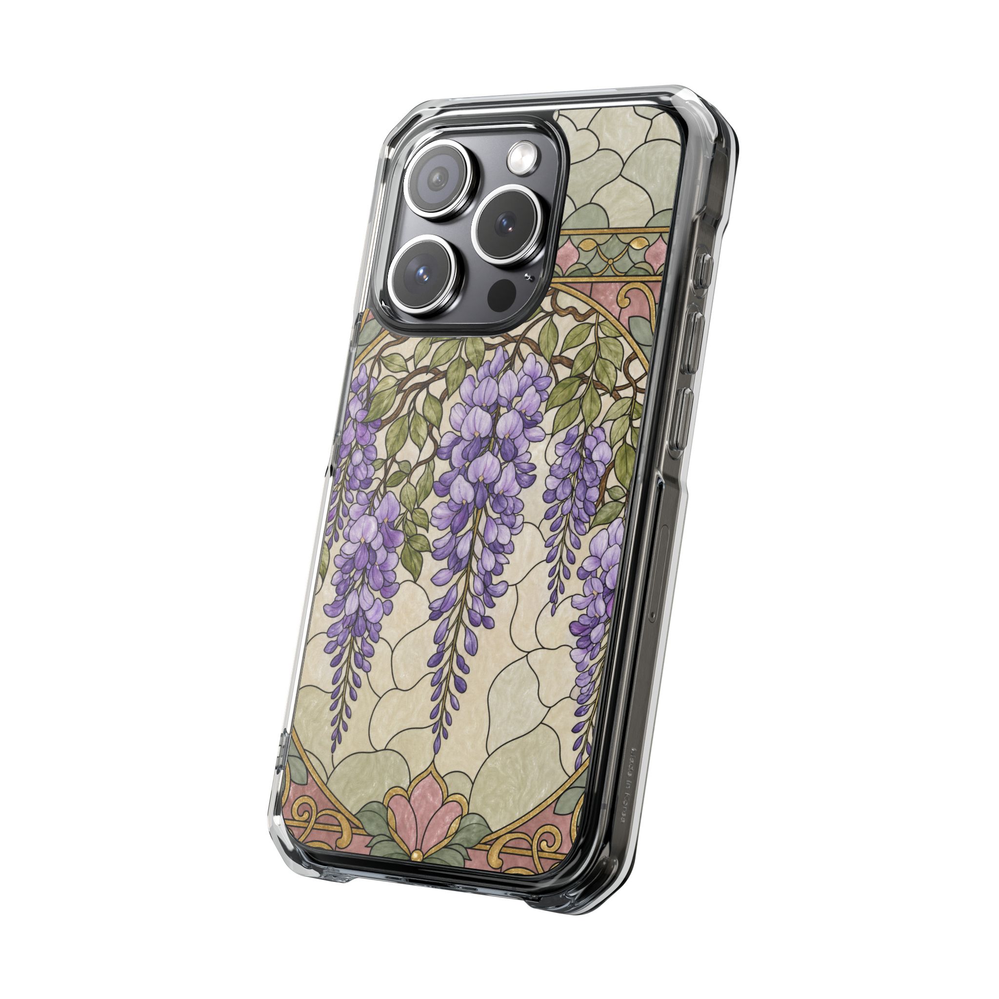 Wisteria Faux Stained Glass Phone Case, Slim Clear Case for iPhone 17 16 15 Pro Max, Protective Gift Case — MagSafe - Image 6