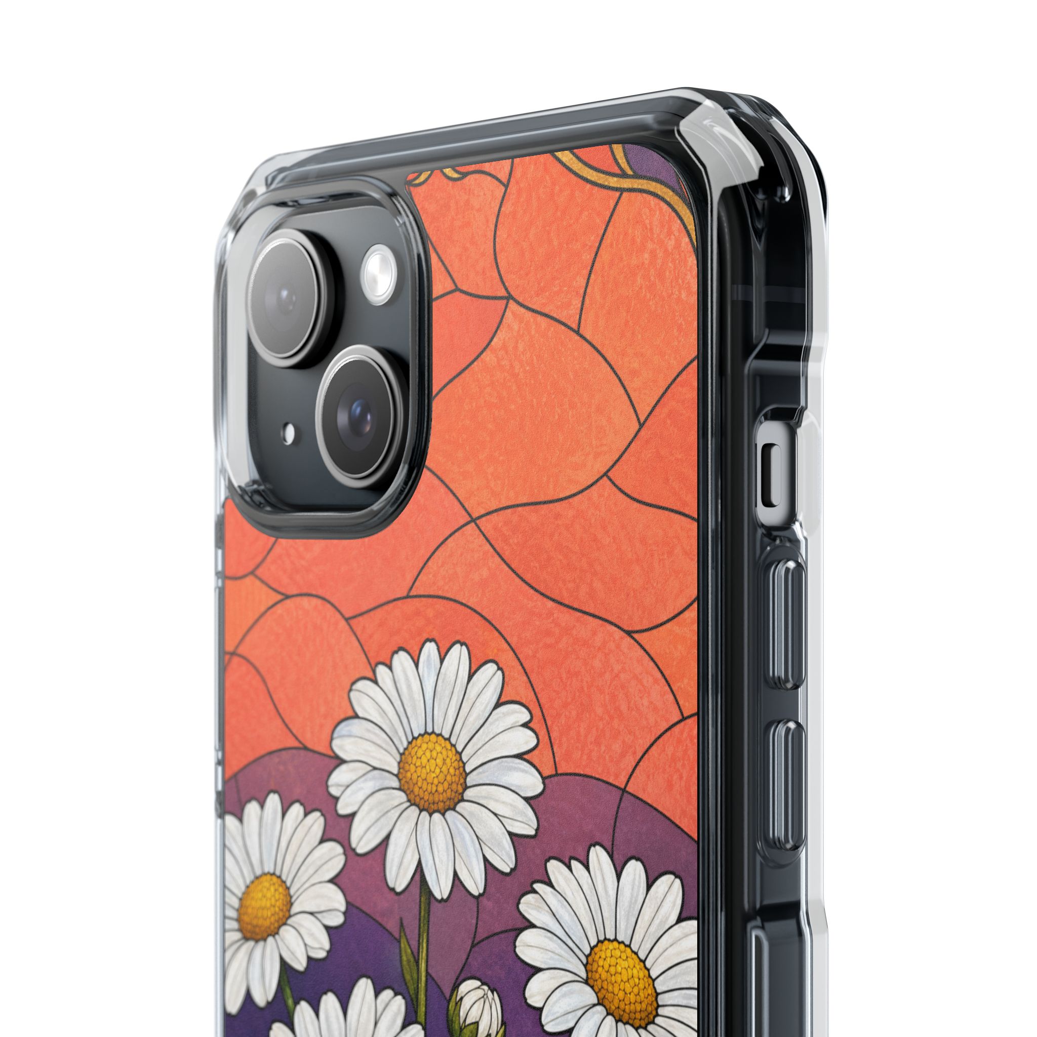 Daisy Faux Stained Glass Phone Case, Slim Clear Case for iPhone 17 16 15 Pro Max, Protective Gift Case — MagSafe - Image 12