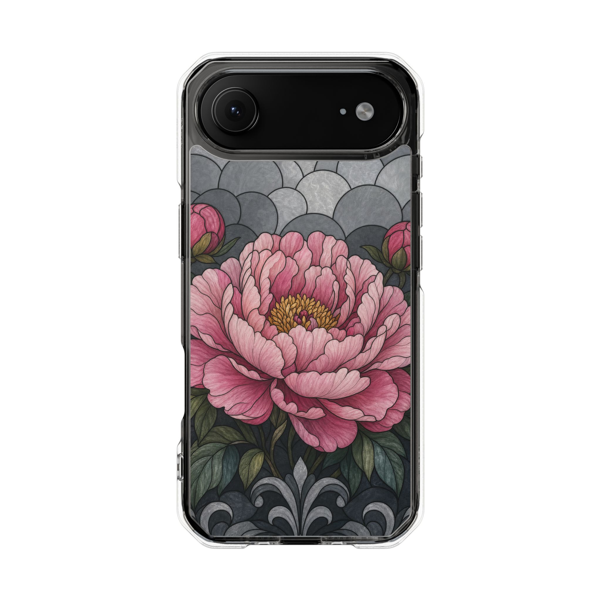 Peony Faux Stained Glass Phone Case, Slim Clear Case for iPhone 17 16 15 Pro Max, Protective Gift Case — MagSafe - Image 30