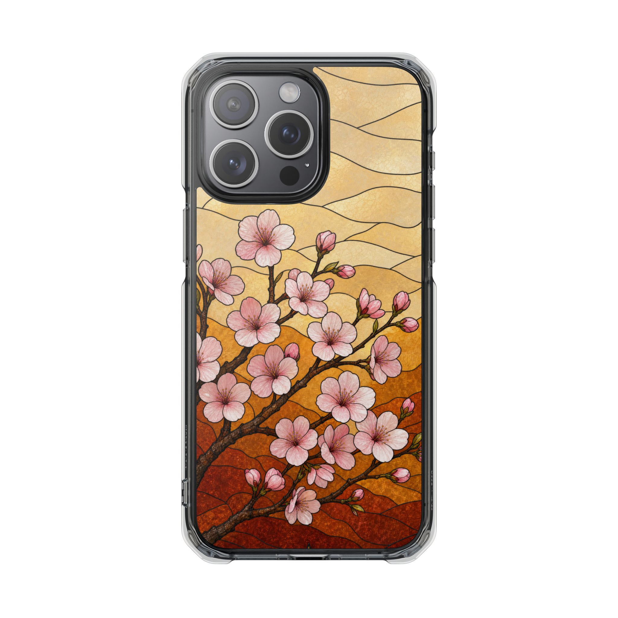 Cherry Blossom Faux Stained Glass Phone Case, Slim Clear Case for iPhone 17 16 15 Pro Max, Protective Gift Case — MagSafe - Image 13