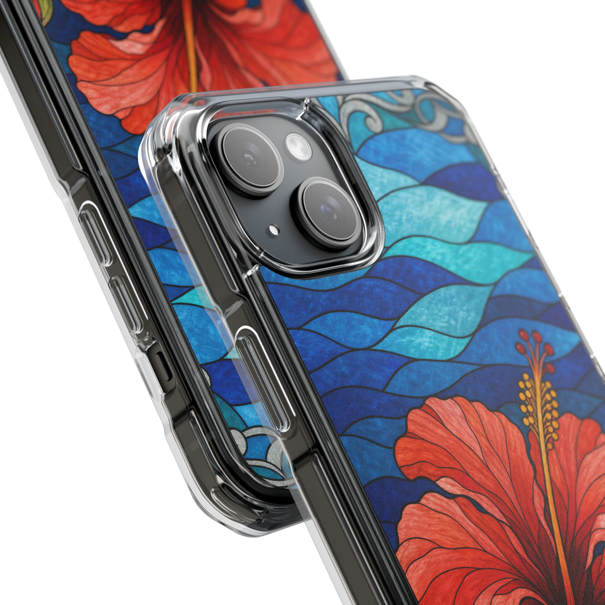 Hibiscus Faux Stained Glass Phone Case, Slim Clear Case for iPhone 17 16 15 Pro Max, Protective Gift Case — MagSafe - Image 11