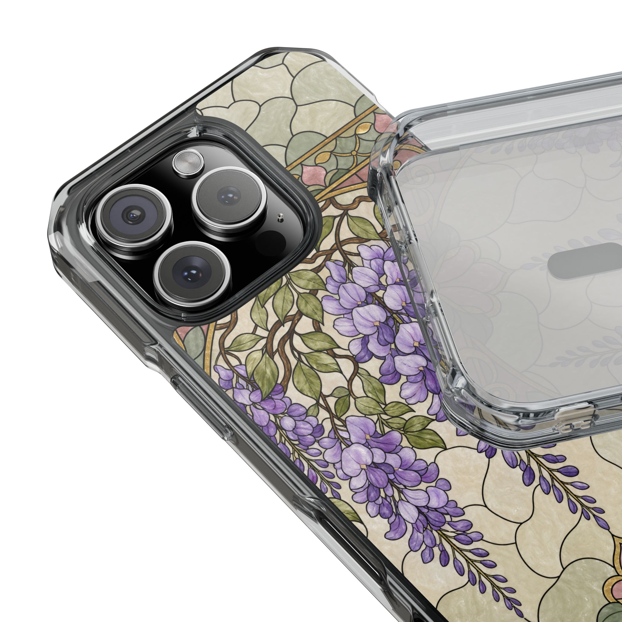 Wisteria Faux Stained Glass Phone Case, Slim Clear Case for iPhone 17 16 15 Pro Max, Protective Gift Case — MagSafe - Image 19