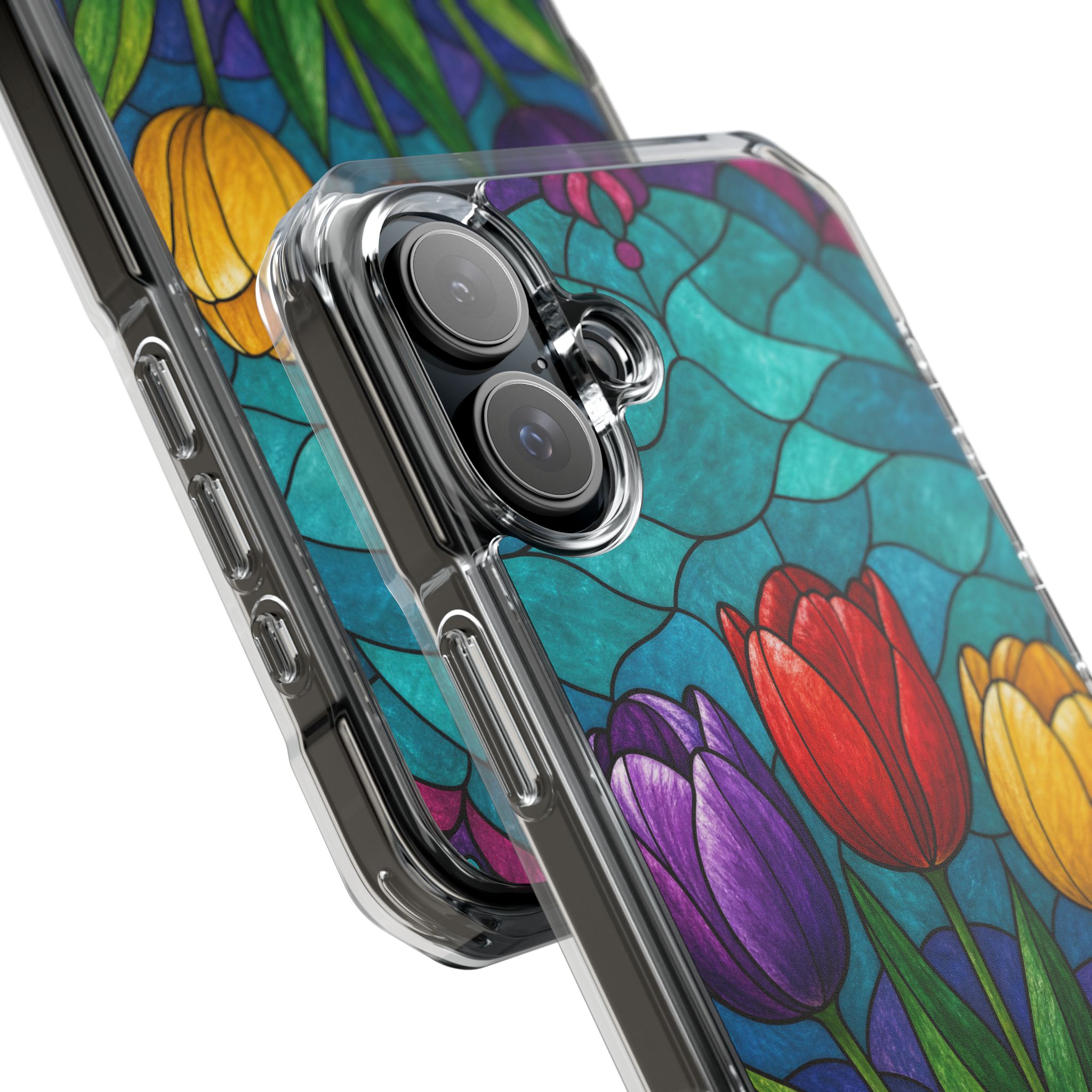 Tulips Faux Stained Glass Phone Case, Slim Clear Case for iPhone 17 16 15 Pro Max, Protective Gift Case — MagSafe - Image 27