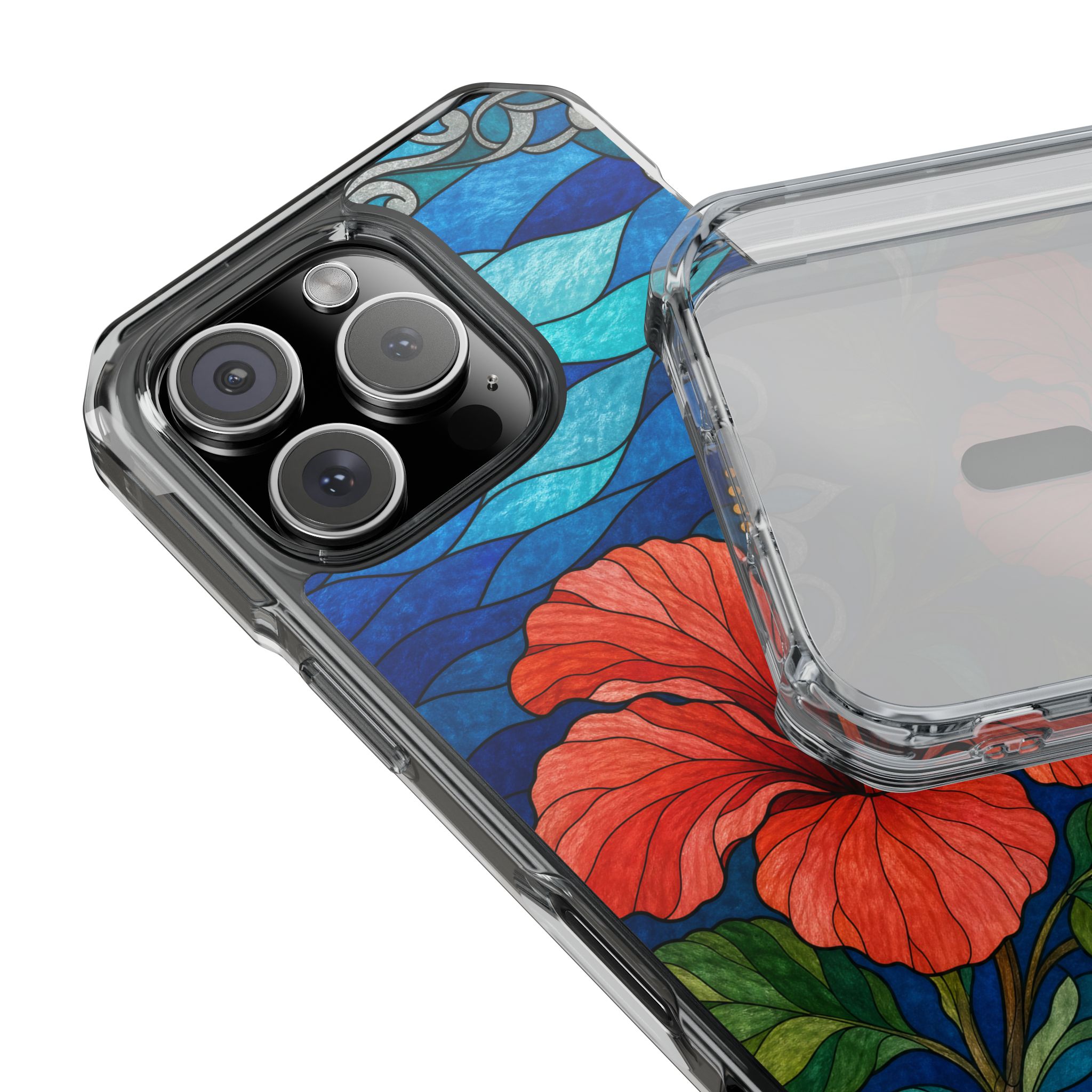 Hibiscus Faux Stained Glass Phone Case, Slim Clear Case for iPhone 17 16 15 Pro Max, Protective Gift Case — MagSafe - Image 19