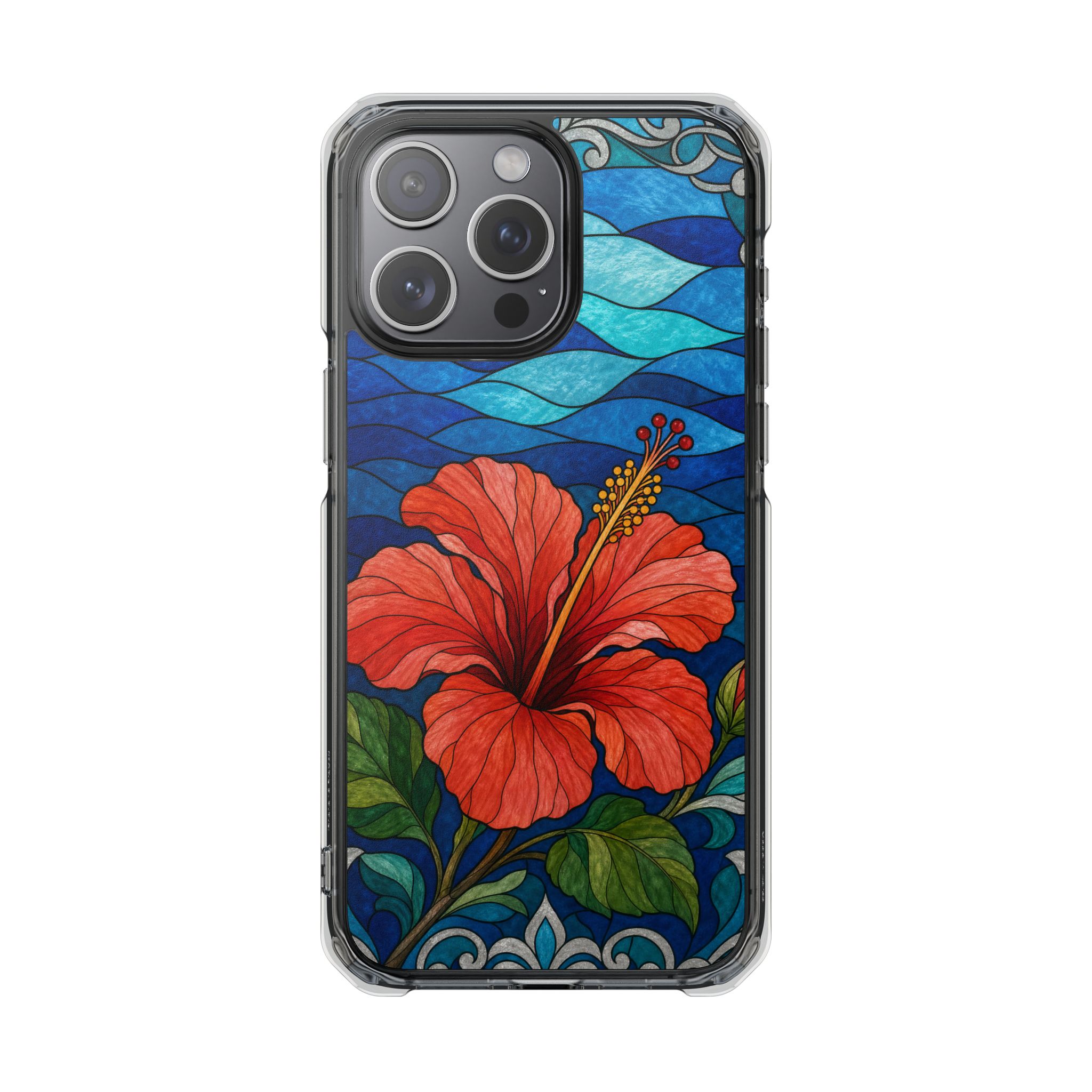 Hibiscus Faux Stained Glass Phone Case, Slim Clear Case for iPhone 17 16 15 Pro Max, Protective Gift Case — MagSafe - Image 13
