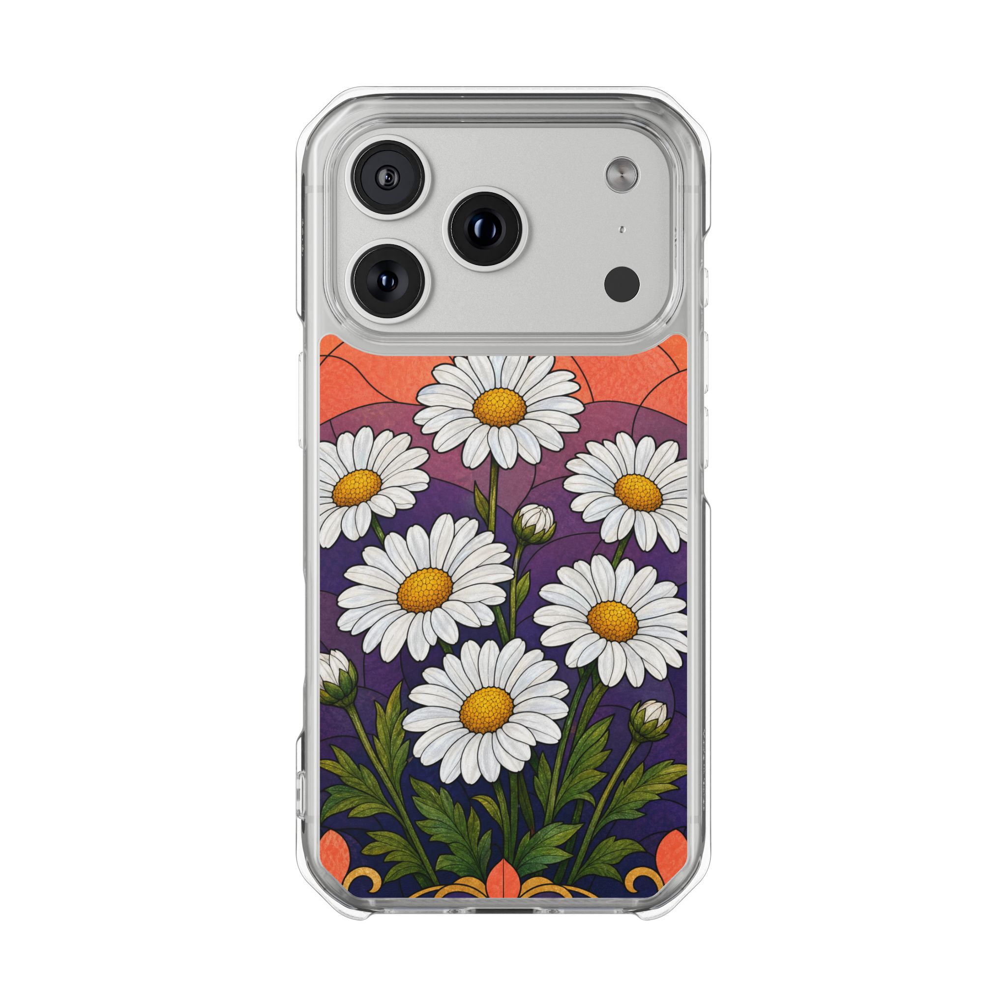 Daisy Faux Stained Glass Phone Case, Slim Clear Case for iPhone 17 16 15 Pro Max, Protective Gift Case — MagSafe - Image 31