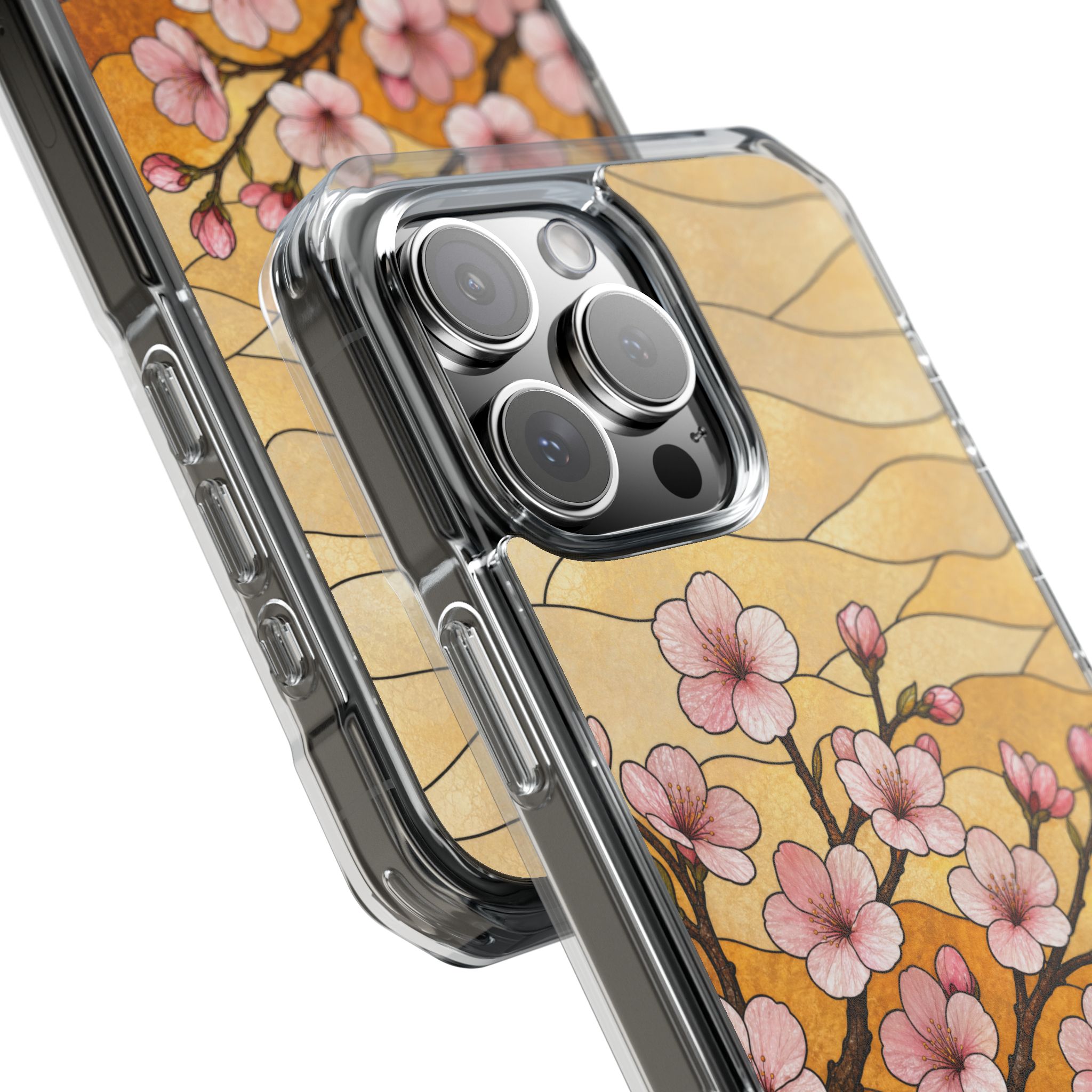 Cherry Blossom Faux Stained Glass Phone Case, Slim Clear Case for iPhone 17 16 15 Pro Max, Protective Gift Case — MagSafe - Image 21
