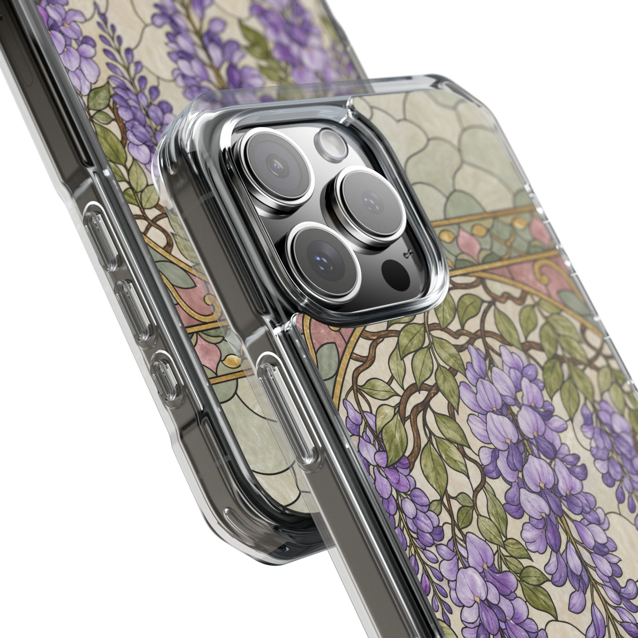Wisteria Faux Stained Glass Phone Case, Slim Clear Case for iPhone 17 16 15 Pro Max, Protective Gift Case — MagSafe - Image 21