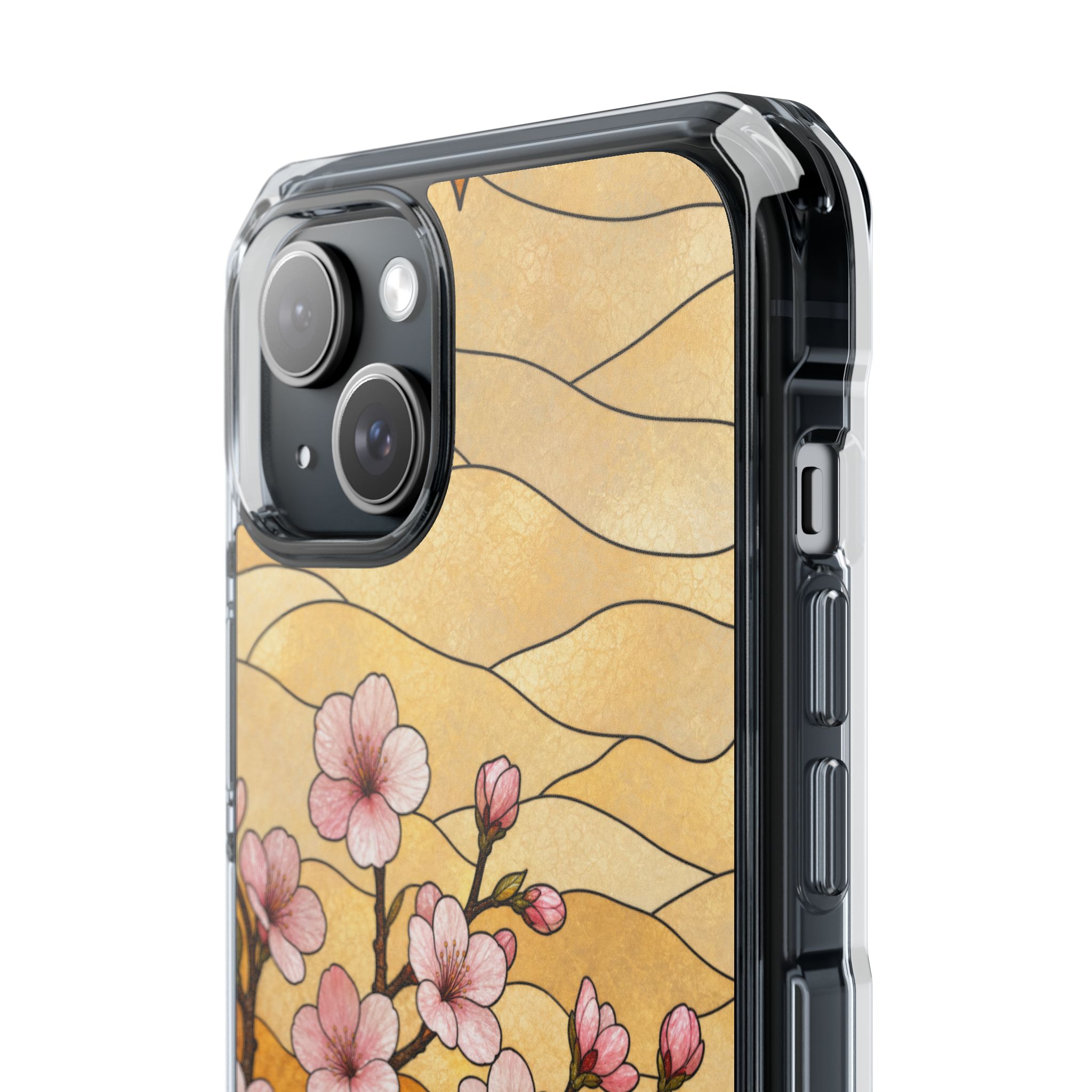 Cherry Blossom Faux Stained Glass Phone Case, Slim Clear Case for iPhone 17 16 15 Pro Max, Protective Gift Case — MagSafe - Image 12