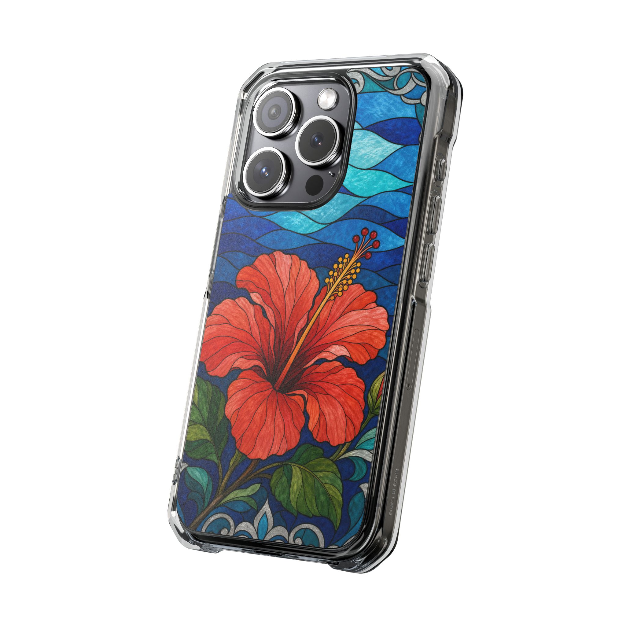 Hibiscus Faux Stained Glass Phone Case, Slim Clear Case for iPhone 17 16 15 Pro Max, Protective Gift Case — MagSafe - Image 6