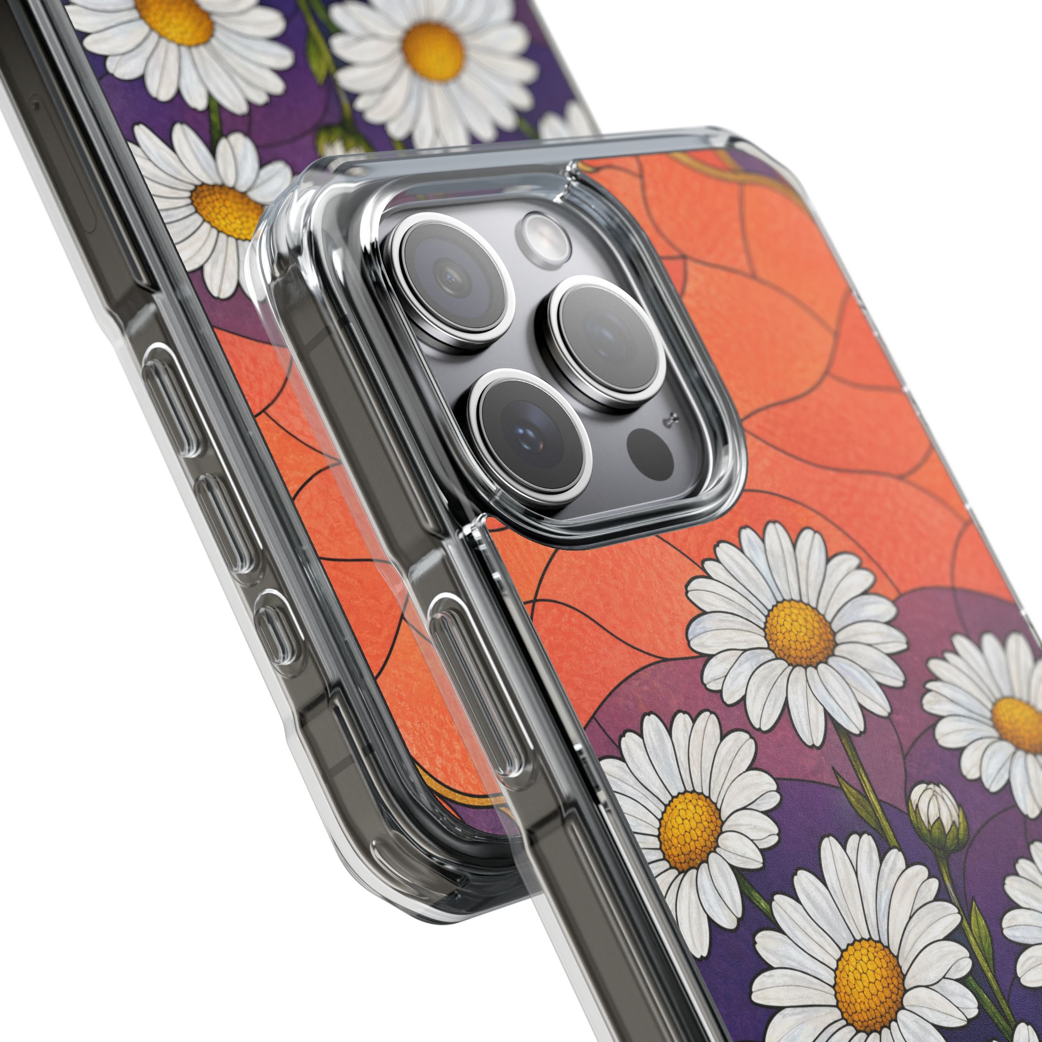 Daisy Faux Stained Glass Phone Case, Slim Clear Case for iPhone 17 16 15 Pro Max, Protective Gift Case — MagSafe - Image 15