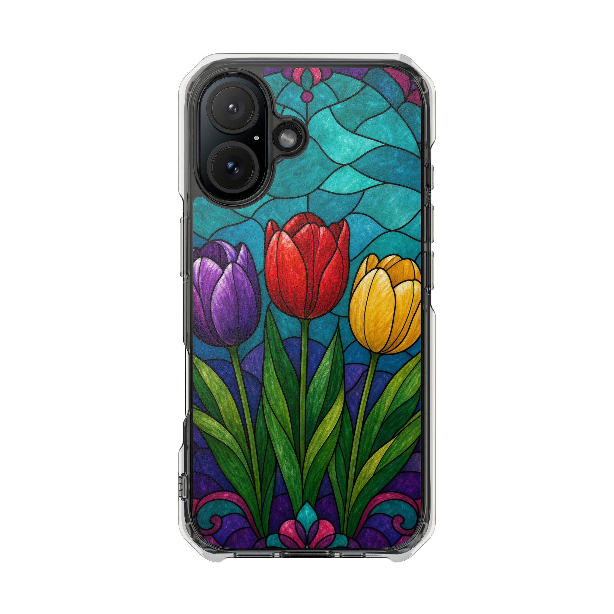 Tulips Faux Stained Glass Phone Case, Slim Clear Case for iPhone 17 16 15 Pro Max, Protective Gift Case — MagSafe - Image 23