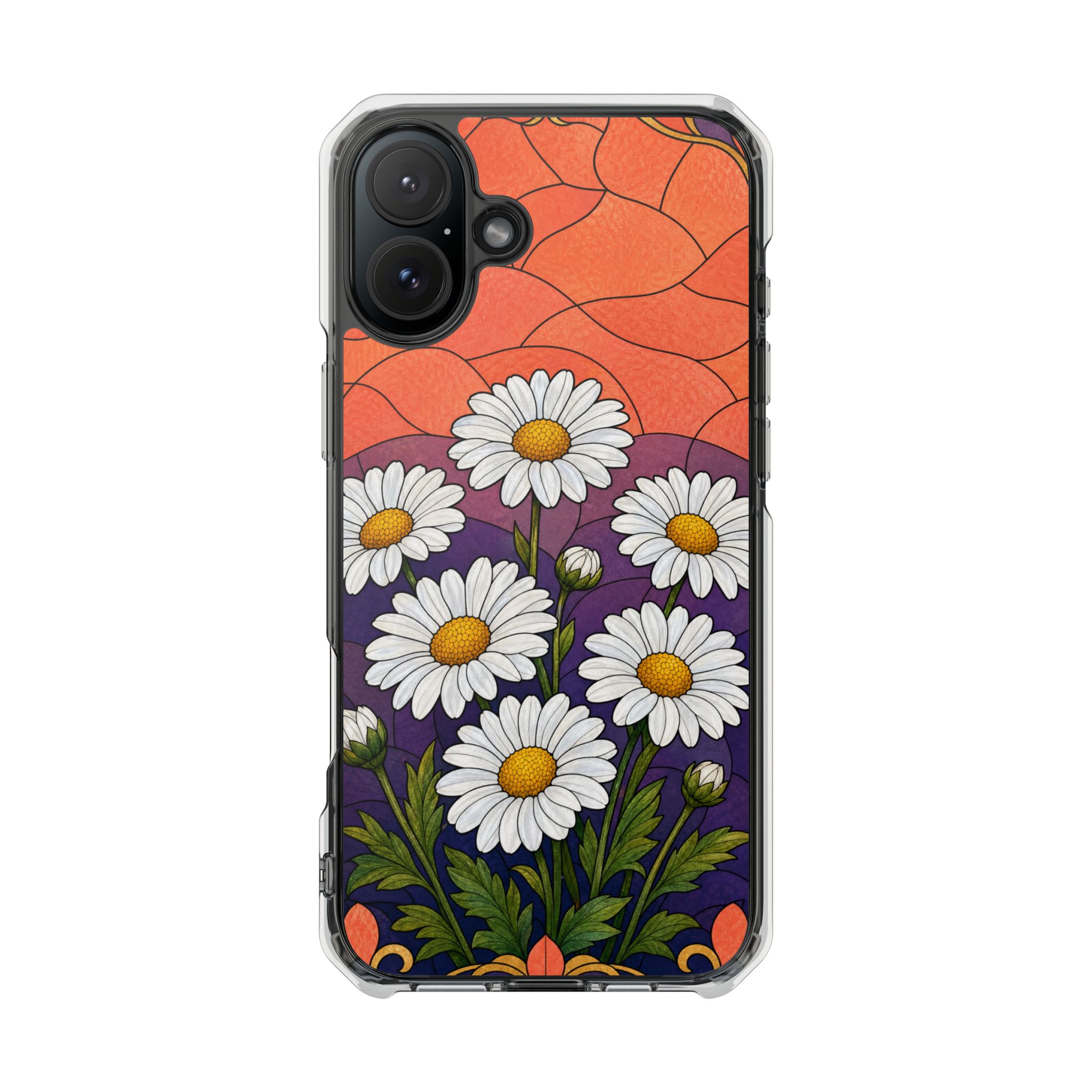 Daisy Faux Stained Glass Phone Case, Slim Clear Case for iPhone 17 16 15 Pro Max, Protective Gift Case — MagSafe - Image 26