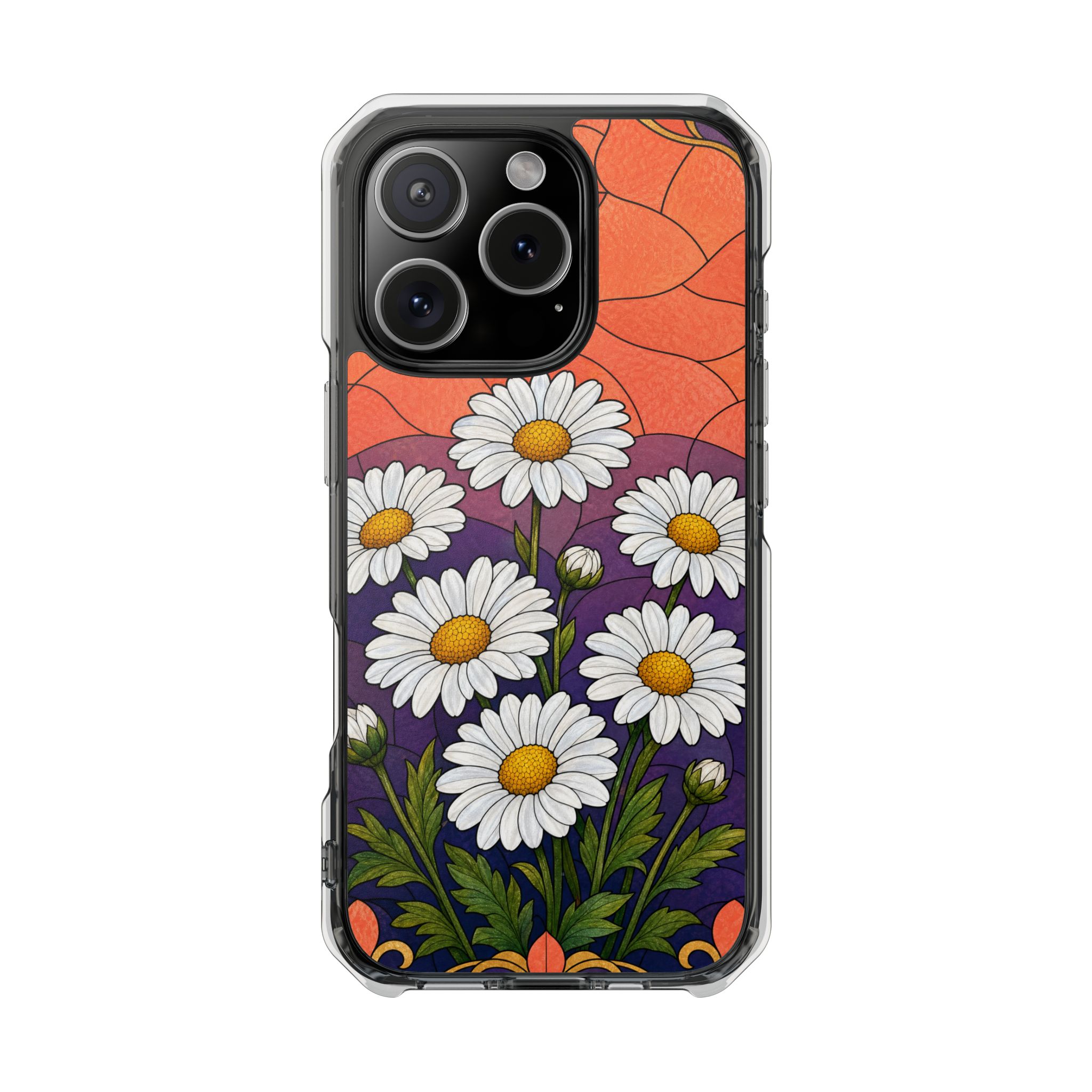 Daisy Faux Stained Glass Phone Case, Slim Clear Case for iPhone 17 16 15 Pro Max, Protective Gift Case — MagSafe - Image 17