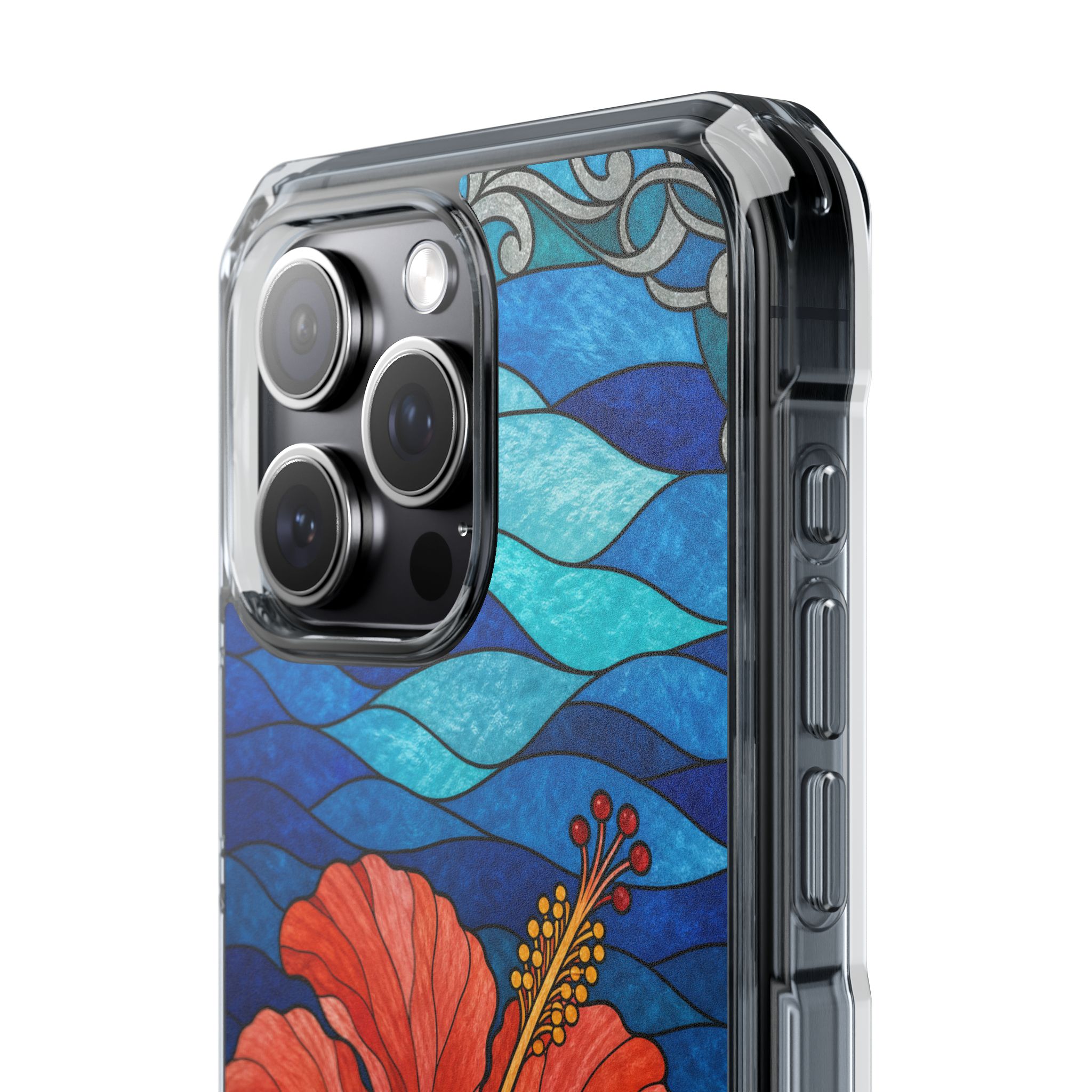 Hibiscus Faux Stained Glass Phone Case, Slim Clear Case for iPhone 17 16 15 Pro Max, Protective Gift Case — MagSafe - Image 16