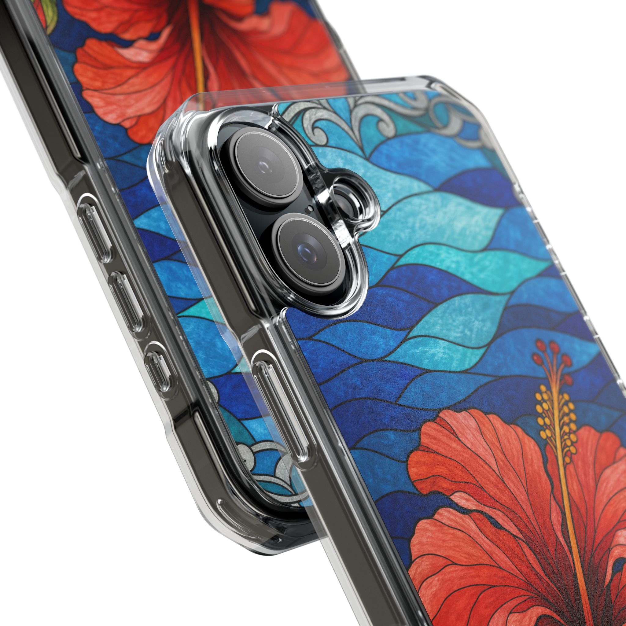 Hibiscus Faux Stained Glass Phone Case, Slim Clear Case for iPhone 17 16 15 Pro Max, Protective Gift Case — MagSafe - Image 27