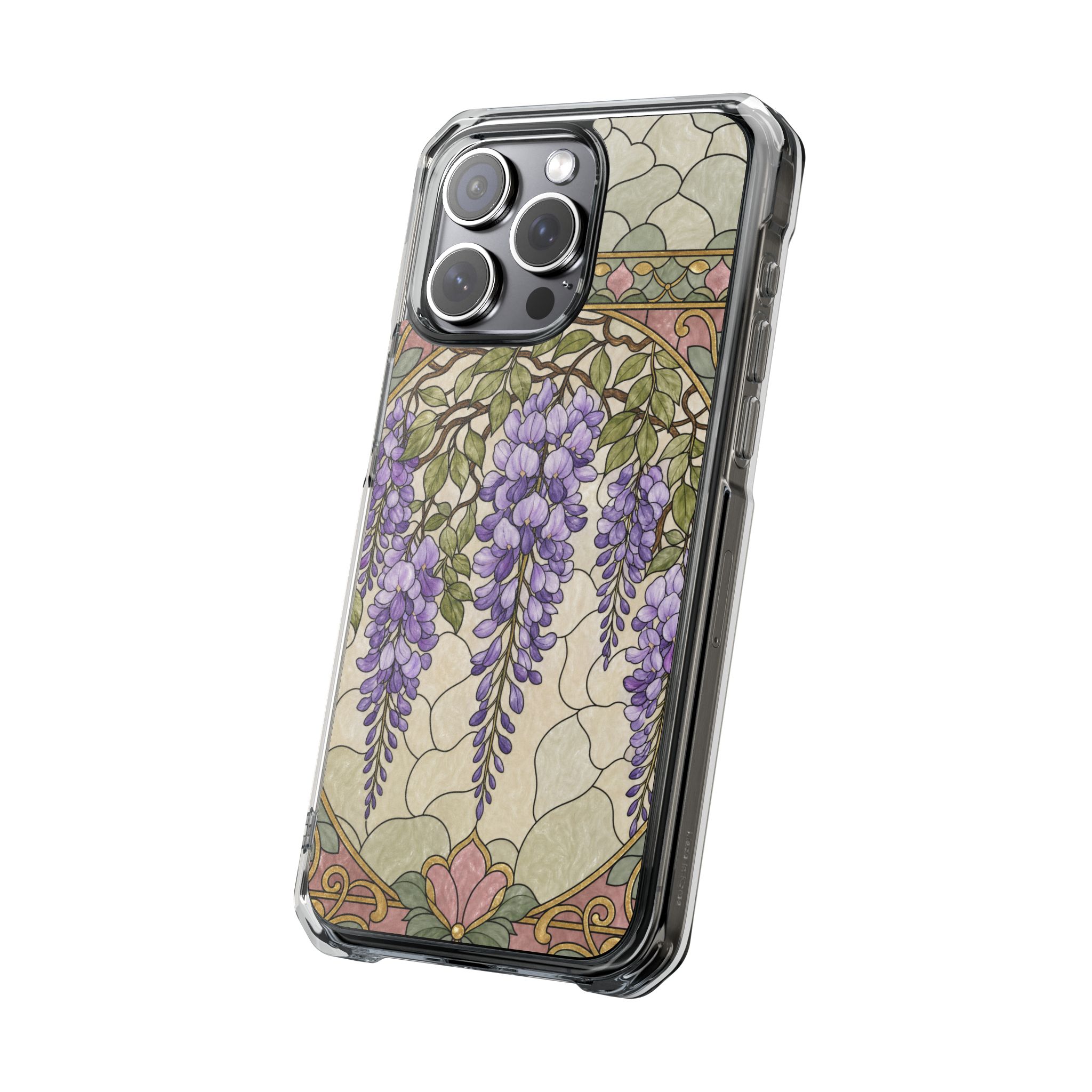 Wisteria Faux Stained Glass Phone Case, Slim Clear Case for iPhone 17 16 15 Pro Max, Protective Gift Case — MagSafe - Image 14