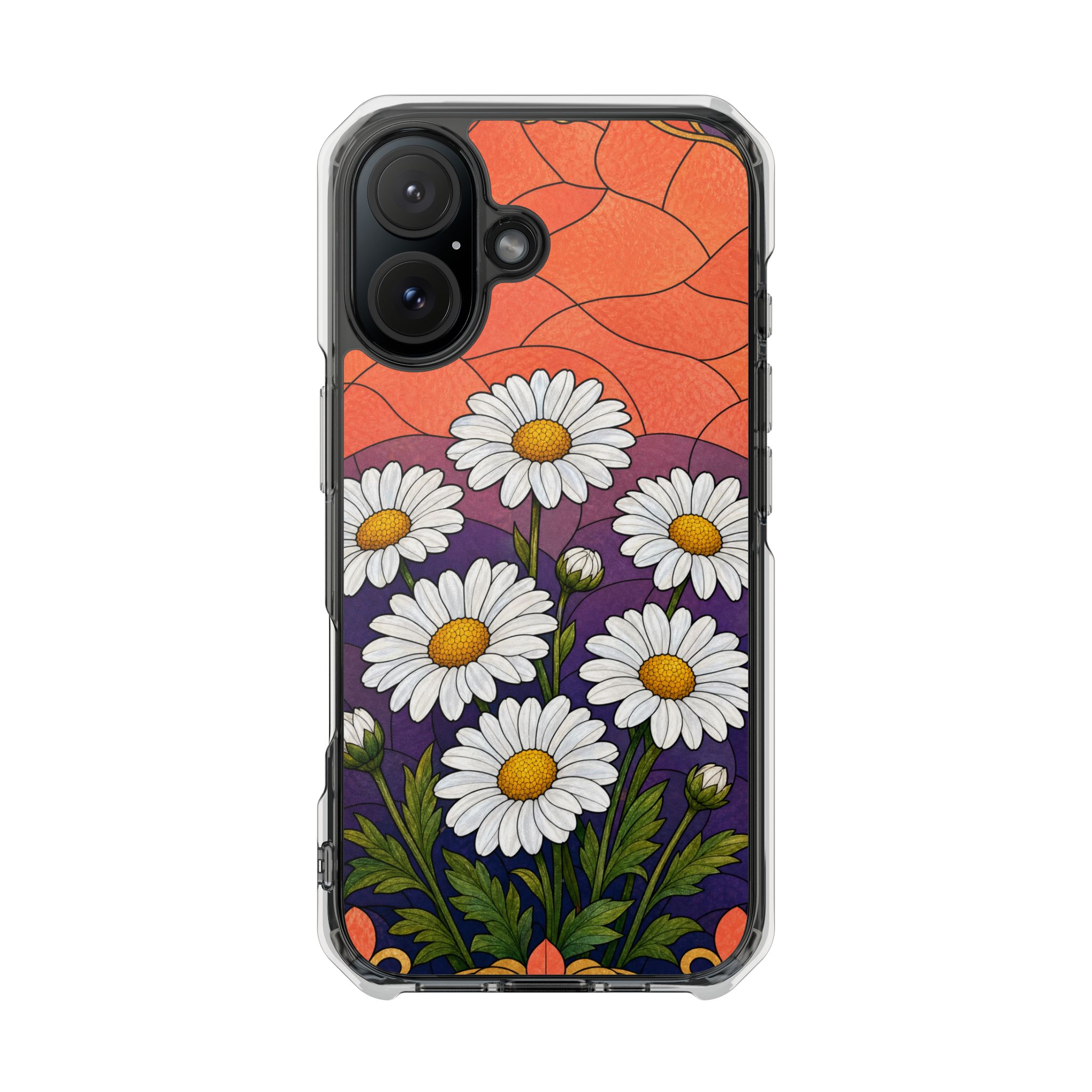 Daisy Faux Stained Glass Phone Case, Slim Clear Case for iPhone 17 16 15 Pro Max, Protective Gift Case — MagSafe - Image 23