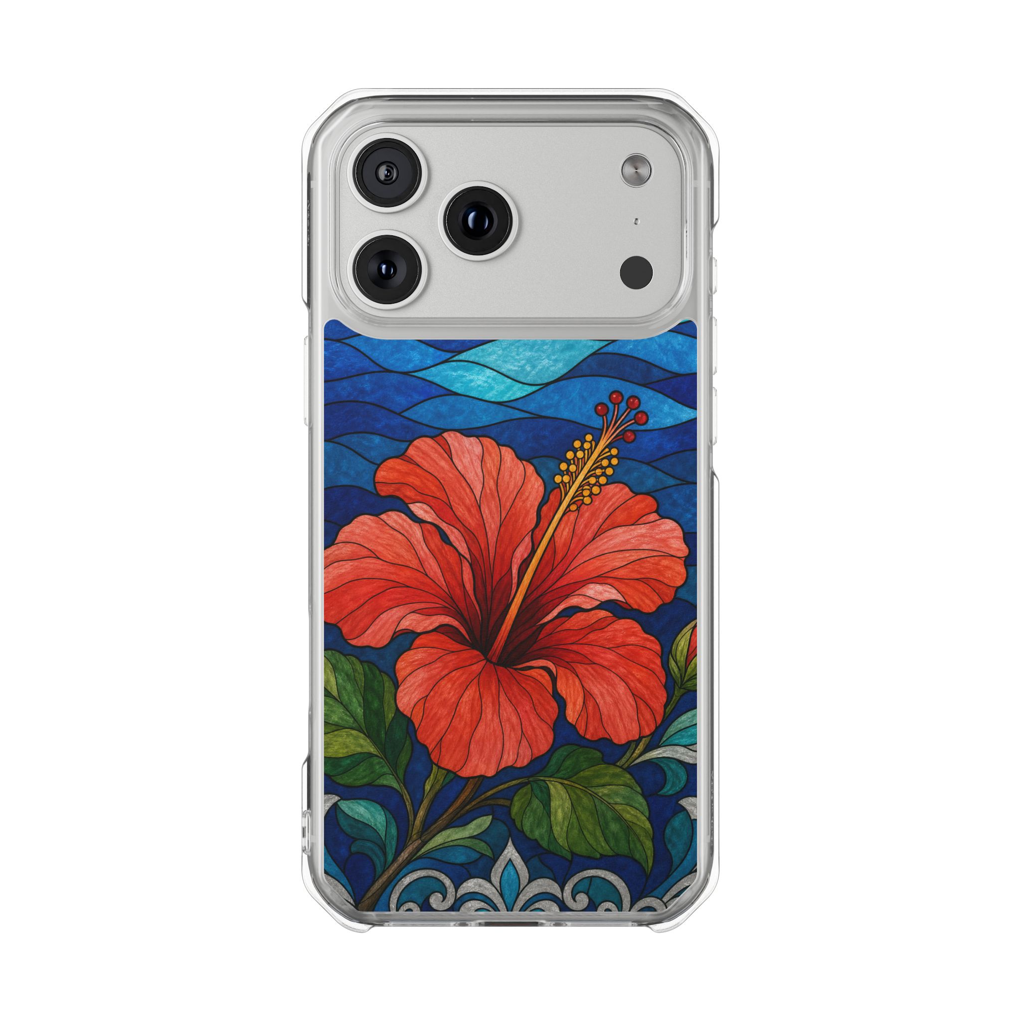 Hibiscus Faux Stained Glass Phone Case, Slim Clear Case for iPhone 17 16 15 Pro Max, Protective Gift Case — MagSafe - Image 32
